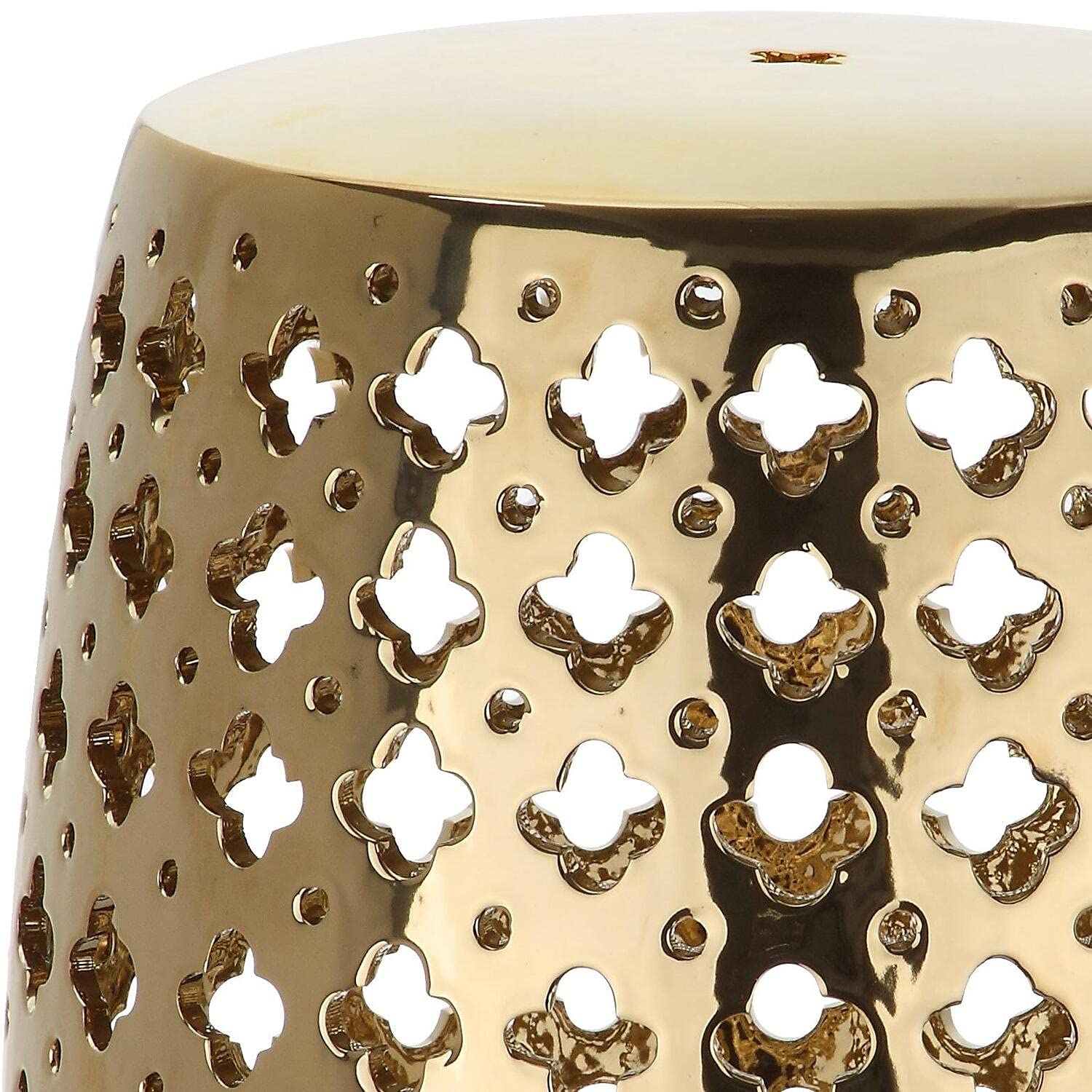 SAFAVIEH ACS4531F Lacey Glazed Ceramic Decorative Garden Stool in Gold - Outdoor Patio Furniture, Side Table for Porch, Balcony & Living Room Decor