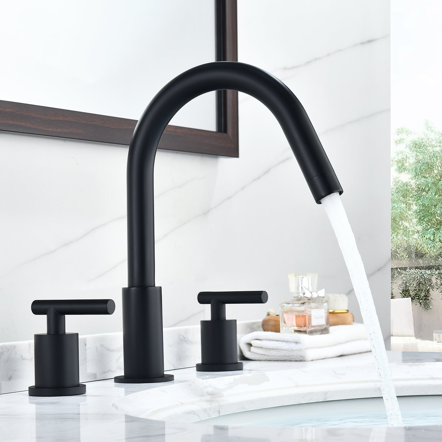 Balen 8-Inch Widespread 2-Handle High Arc Bathroom Faucet - Perfect for Modern Vanities and Powder Rooms