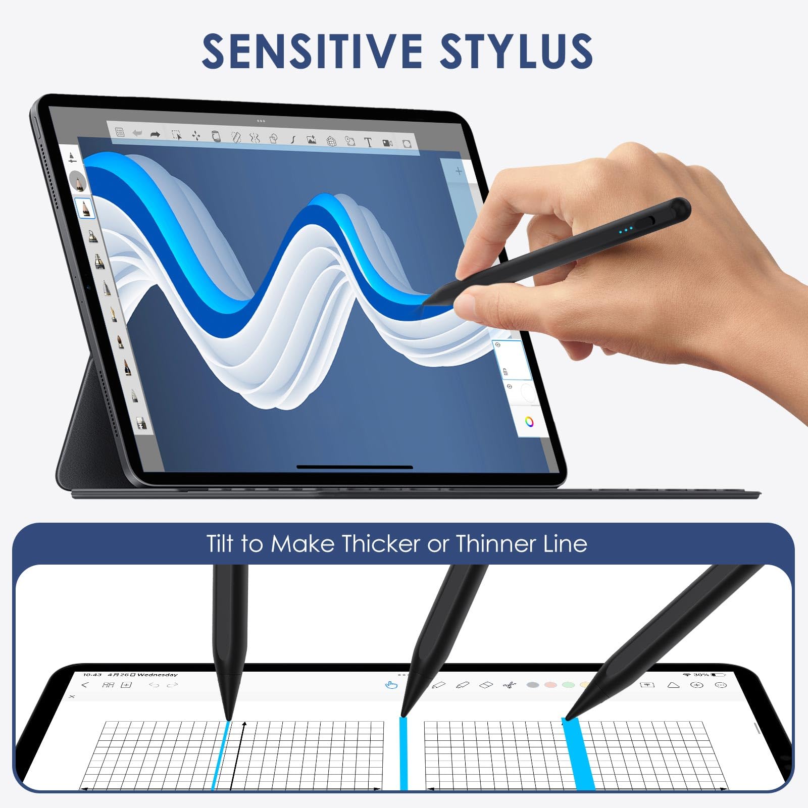 Apple Pencil 2nd Generation Stylus Pen - Fast Charging Compatible with iPad Pro M4, 12.9