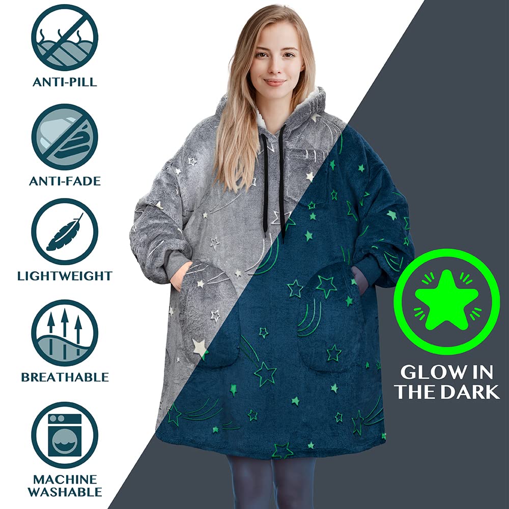 PAVILIA Women's Sherpa Wearable Blanket Hoodie - Oversized Fleece Hooded Sweatshirt for Men & Women | Cozy Lounge Wear for Movie Nights, Camping & Home Relaxation