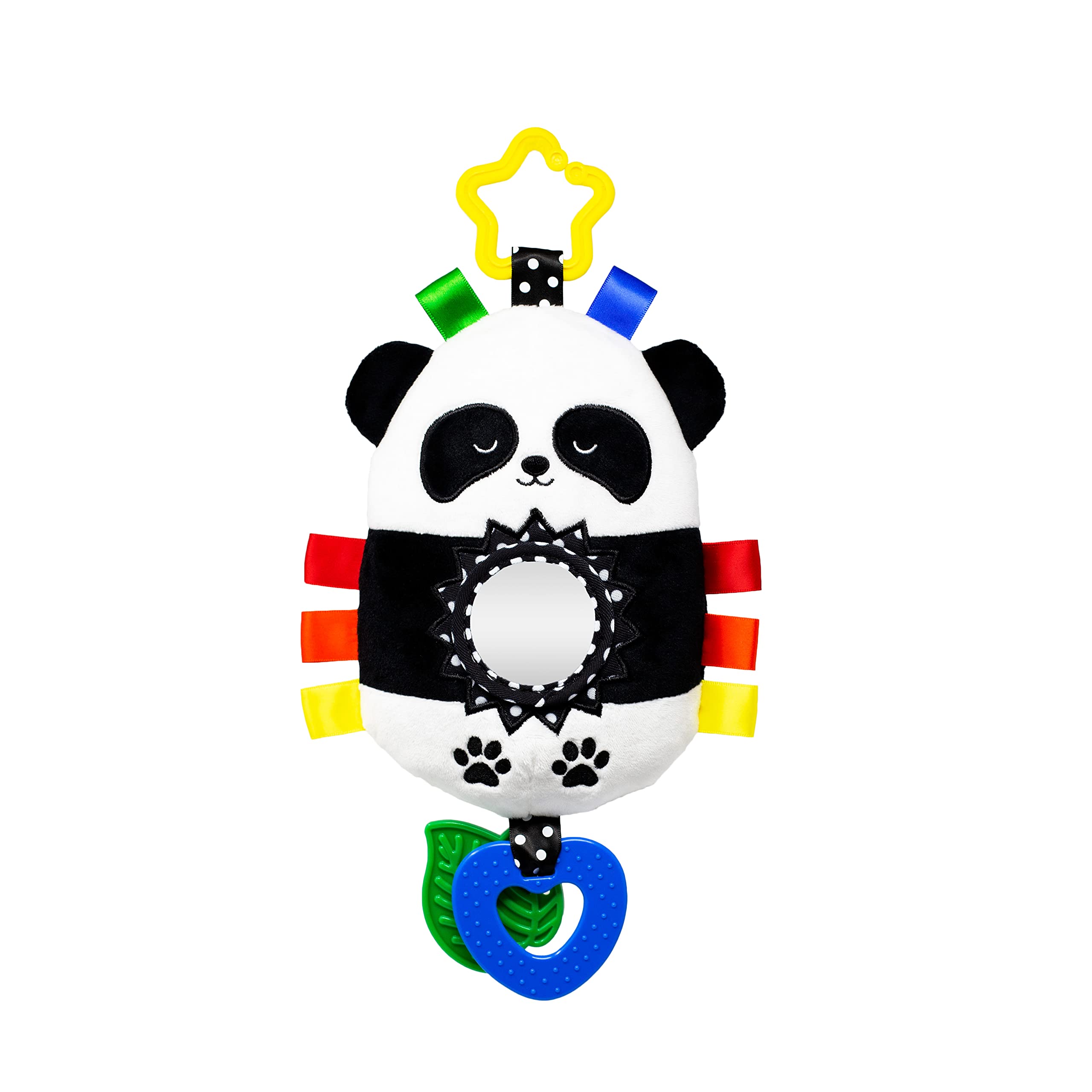 Squish 'N Play Multi-Sensory Panda Activity Toy for Babies - Soft Plush Stroller & Car Seat Toy with Mirror, Rattle & Taggies - Perfect for Tummy Time, Teething & Early Learning Development (Ideal Baby Shower Gift)