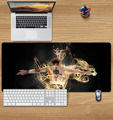 One Piece Portgas D. Ace Gaming Mouse Pad - Non-Slip Rubber Base Large Desk Mat for Laptop & Wireless Mouse (400x900mm, 3mm Thick) - Perfect for Gamers, Office & Home Computer Setup | Anime Themed Workspace Accessory