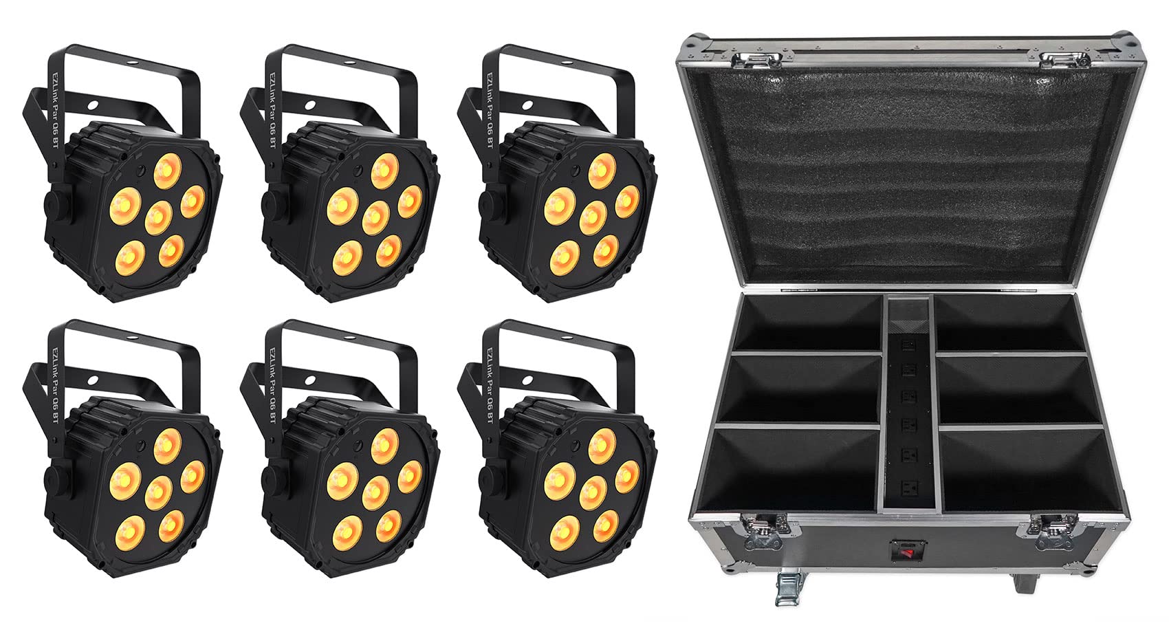 Chauvet DJ Ezlink Par Q6 BT Wireless Battery-Powered LED Wash Lights with Charging Case - Perfect for DJ Shows, Stage Lighting, and Live Performances