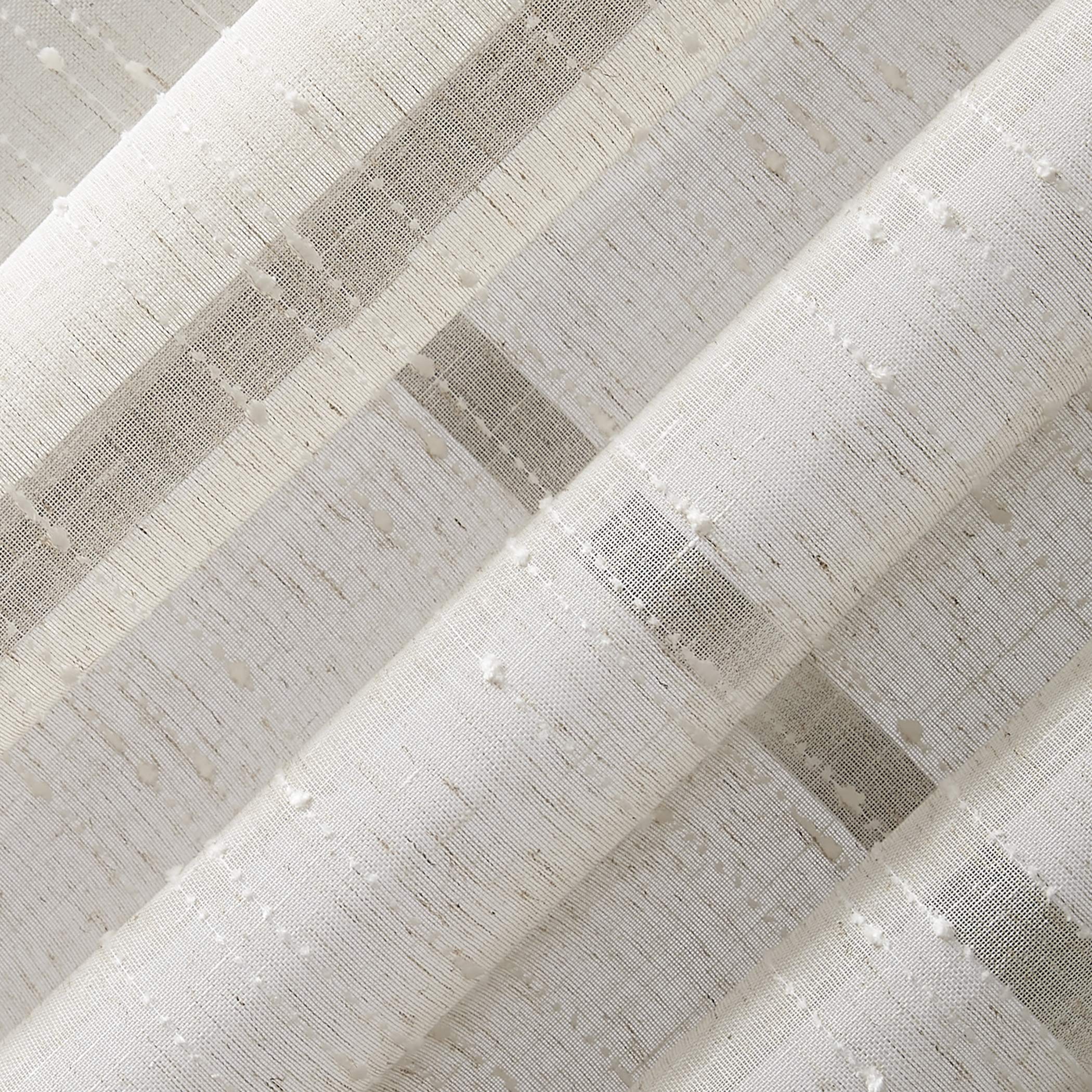 Textured Slub Stripe Sheer Curtain Panel - 52x95 Inch Linen Window Drapes | Anti-Dust & Hypoallergenic | Pet Friendly Home Decor for Living Room, Bedroom & Nursery