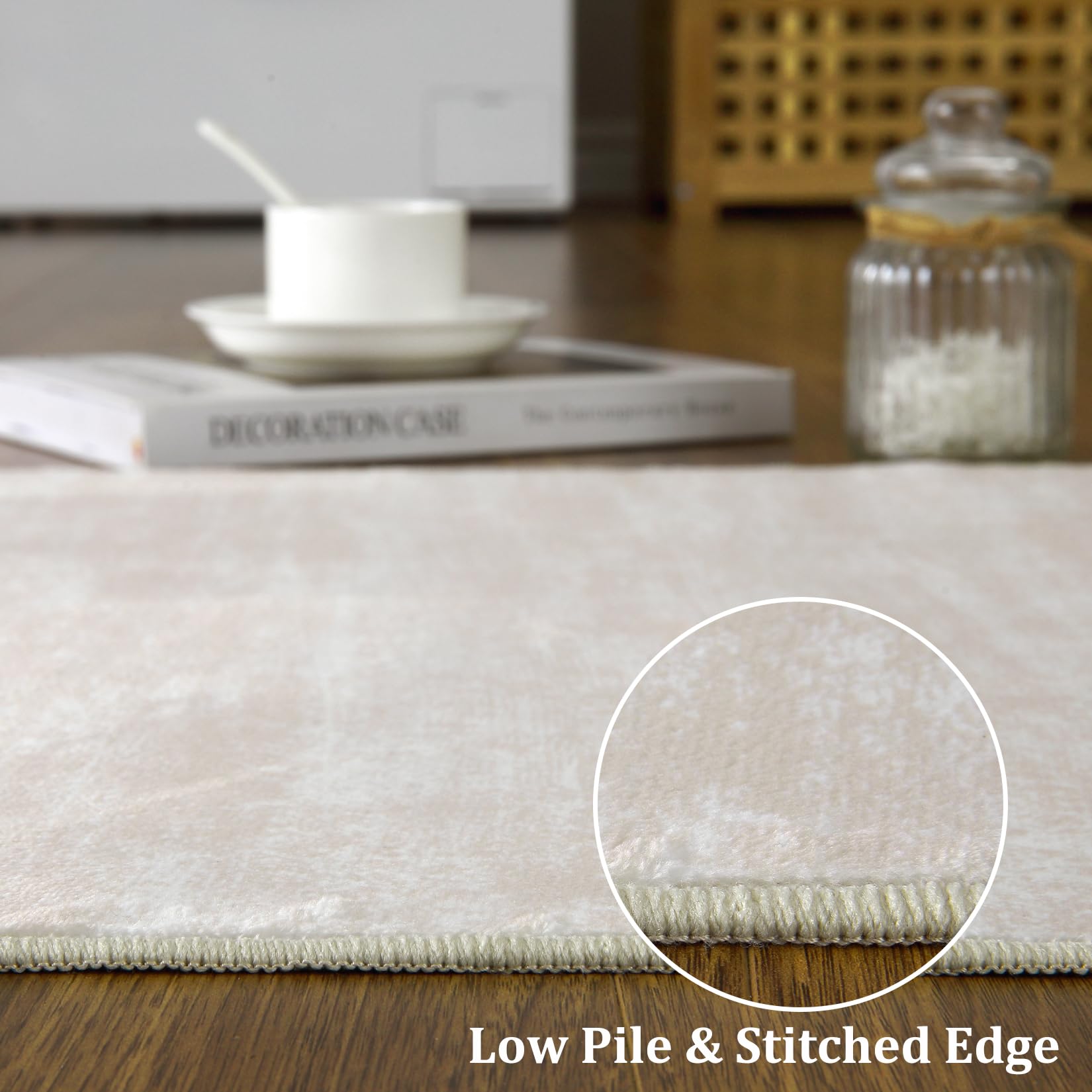 GARVEE 3x5 Washable Non-Slip Area Rug - Soft Modern Solid Carpet for Living Room, Bedroom, Kitchen & Nursery | Cream White Contemporary Throw Rug | Perfect for Home Decor, Pet-Friendly & High-Traffic Areas