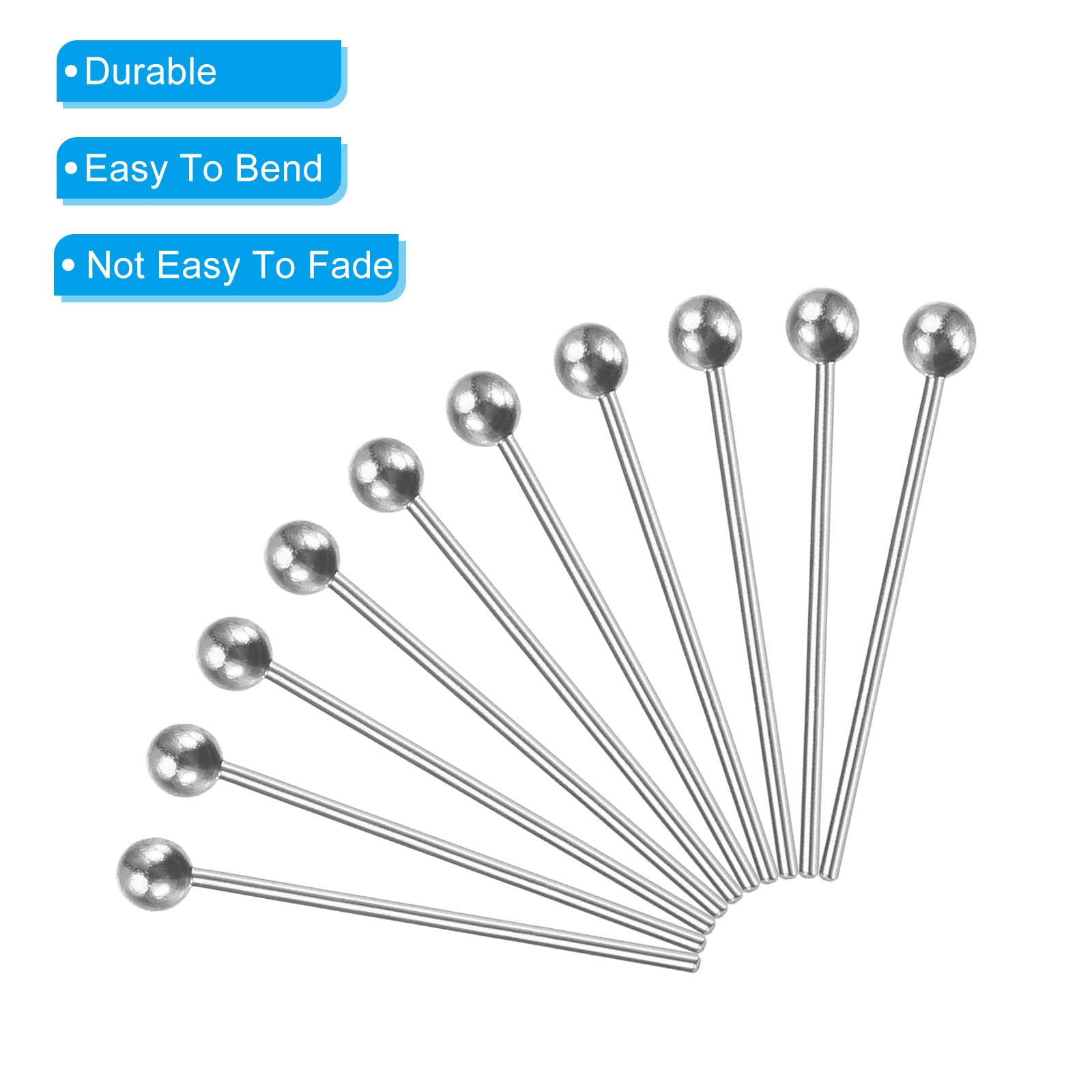 Patikil 200pcs Silver Plated Ball Head Pins - 24 Gauge 16mm Wire Head Pins for DIY Jewelry Making, Necklaces, Bracelets, Earrings - Perfect for Beading, Craft Projects & Gift Making