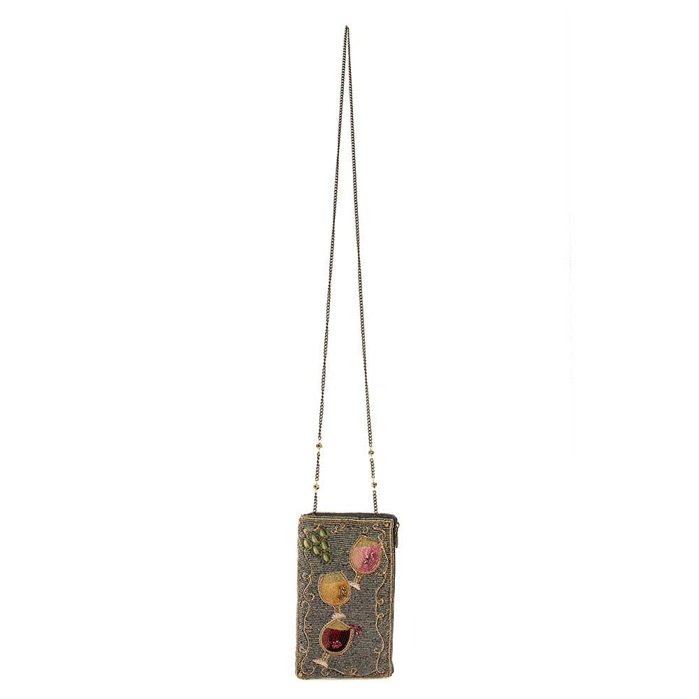 Mary Frances Beaded Crossbody Phone Bag for Women - Elegant Wine Pairing Design, Multi-Color - Perfect for Parties, Weddings & Date Nights