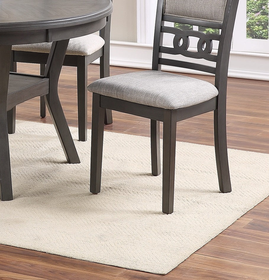 Modern Grey Dining Room Chairs Set of 2 - Upholstered Cushion Seats with Unique Back Design - Perfect for Kitchen, Breakfast Nook & Small Space Dining - Comfortable Side Chairs for Home Decor