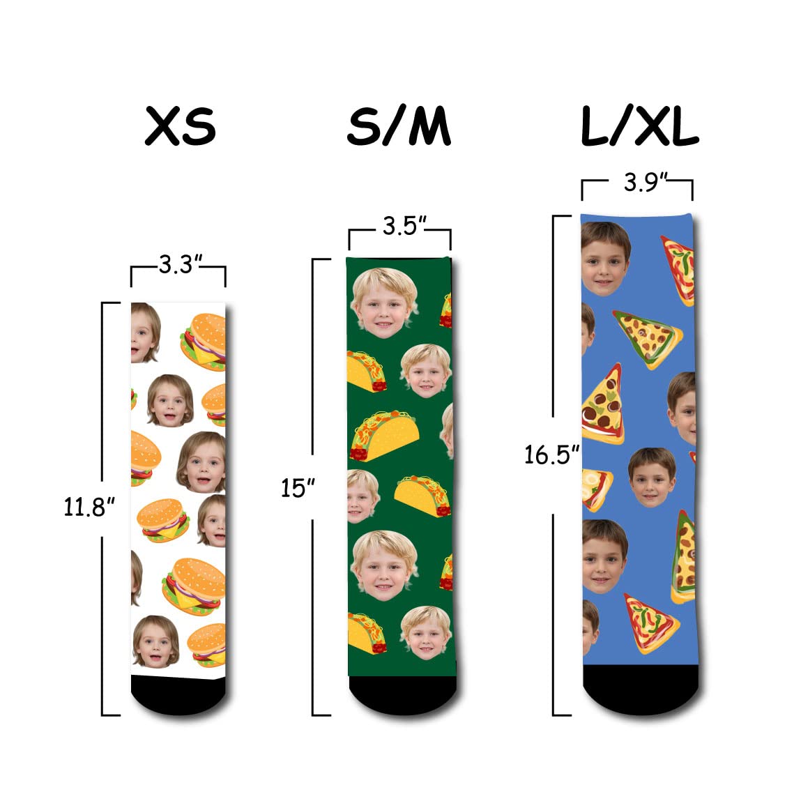 ShineSand Custom Funny Food Socks - Personalized Photo Socks with Pizza, Taco, Beer & Avocado Designs - Novelty Gift for Friends & Family - Perfect for Birthdays, Christmas & Casual Wear