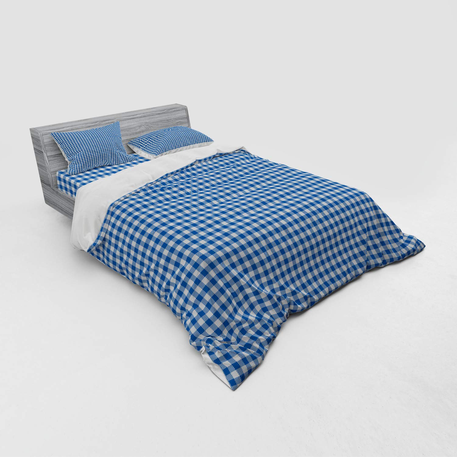 Ambesonne Abstract 4-Piece Queen Bedding Set - Violet Blue White Duvet Cover with Shams & Fitted Sheet | Modern Picnic Table Design for Cozy Bedroom Decor | Perfect for Guest Rooms, Dorms & Airbnb Listings