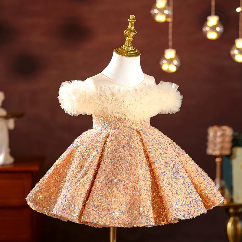 Sparkly Sequin Christmas Dress for Baby Girls - Toddler Princess Birthday Party Gown | Perfect for Holiday Photos, Special Occasions & Festive Celebrations