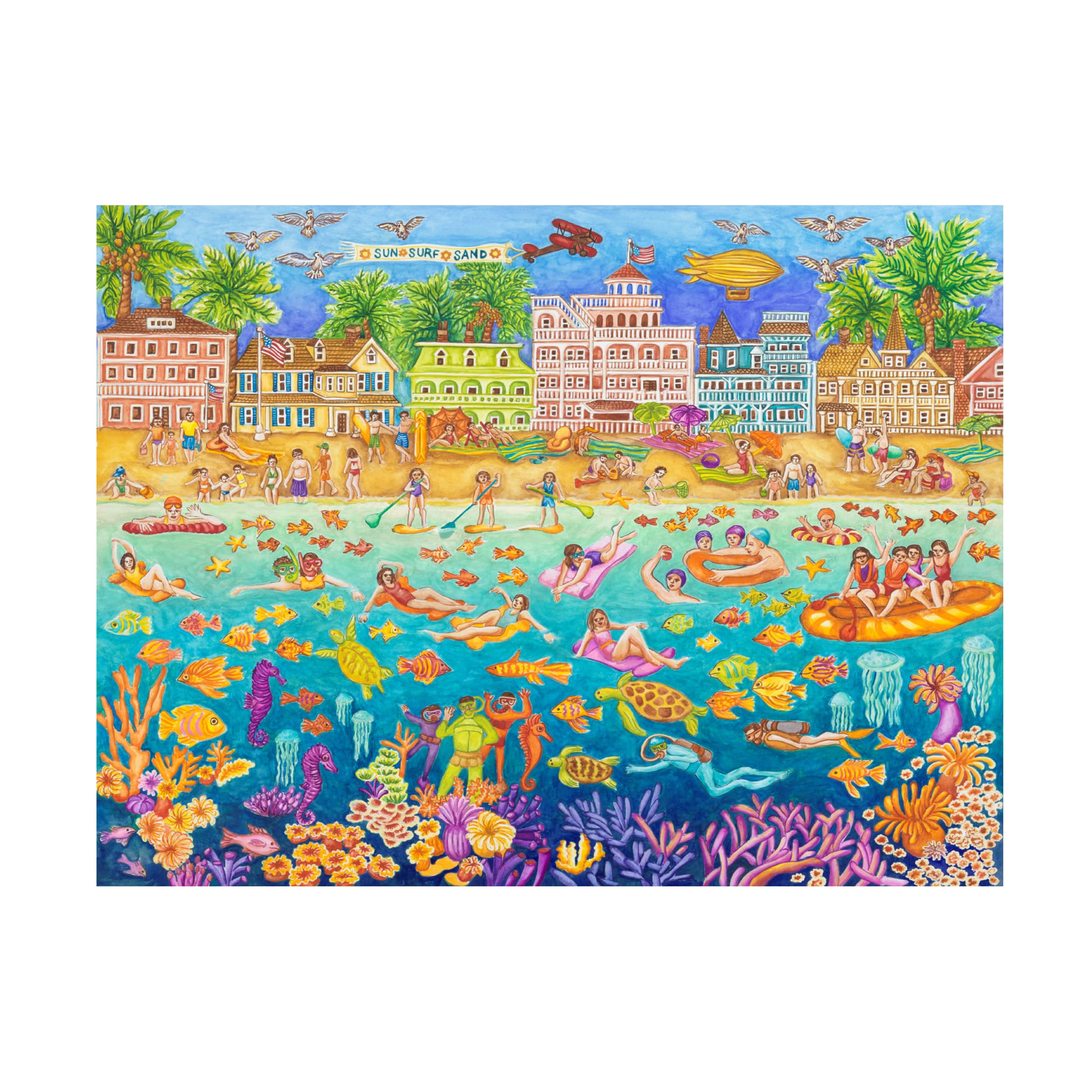 Trademark Fine Art 'Tropical Swim Party' Canvas Wall Art by Andrea Strongwater - Vibrant Beach Decor for Living Room, Bedroom & Office