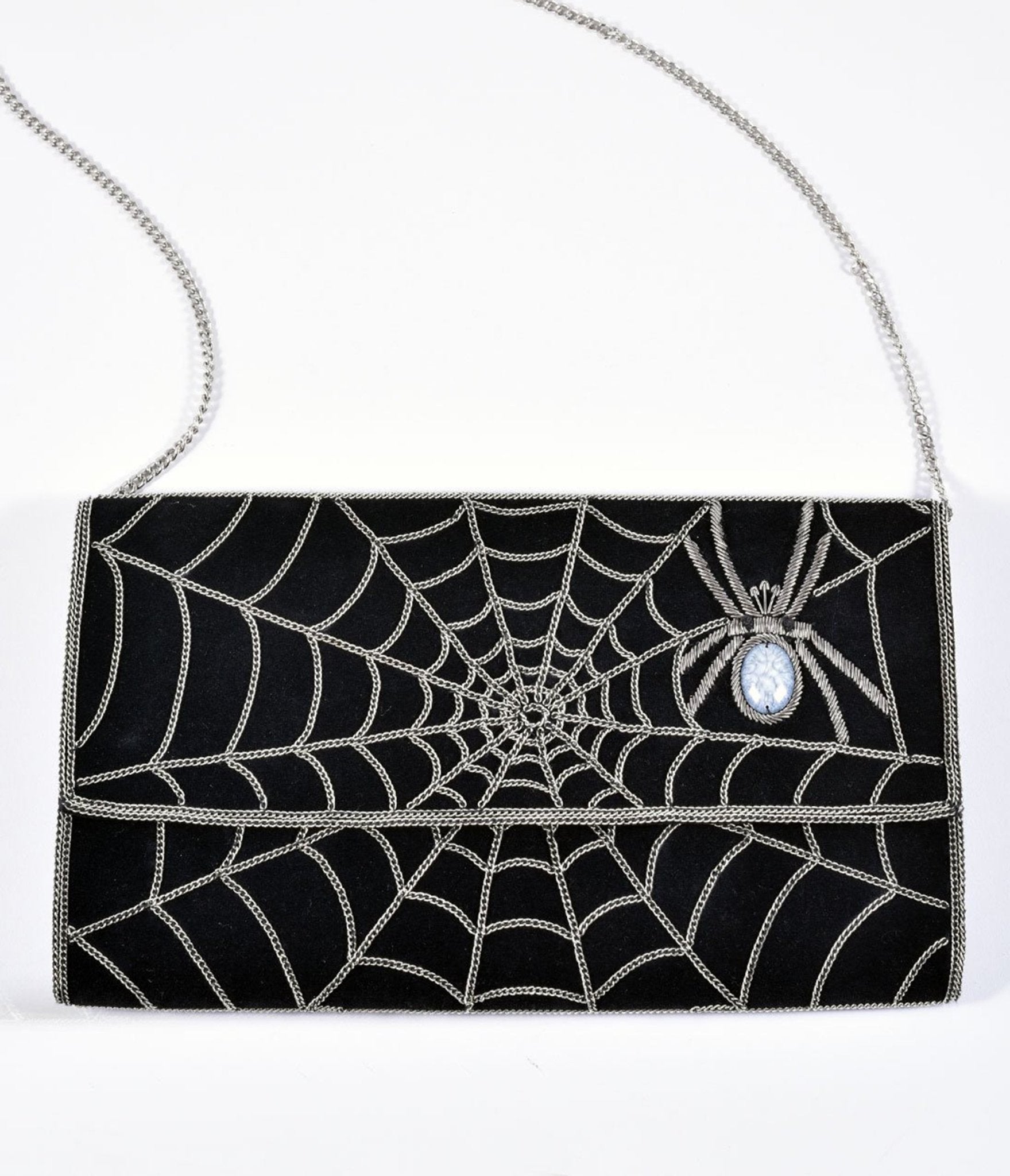 Elegant Spider Web Embroidered Clutch Purse for Women - Gothic Evening Bag for Parties, Weddings & Night Out