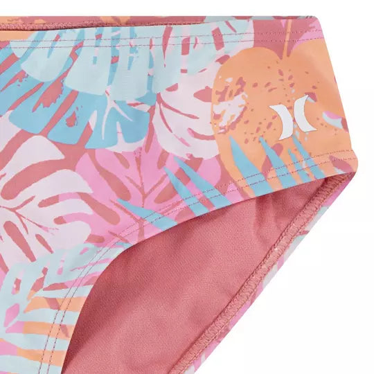 HURLEY® Junior Girls' Rashguard & Bikini 3-Piece Swimsuit Set for Ages 7-16 | UV Protection Swimwear for Beach, Pool & Surfing