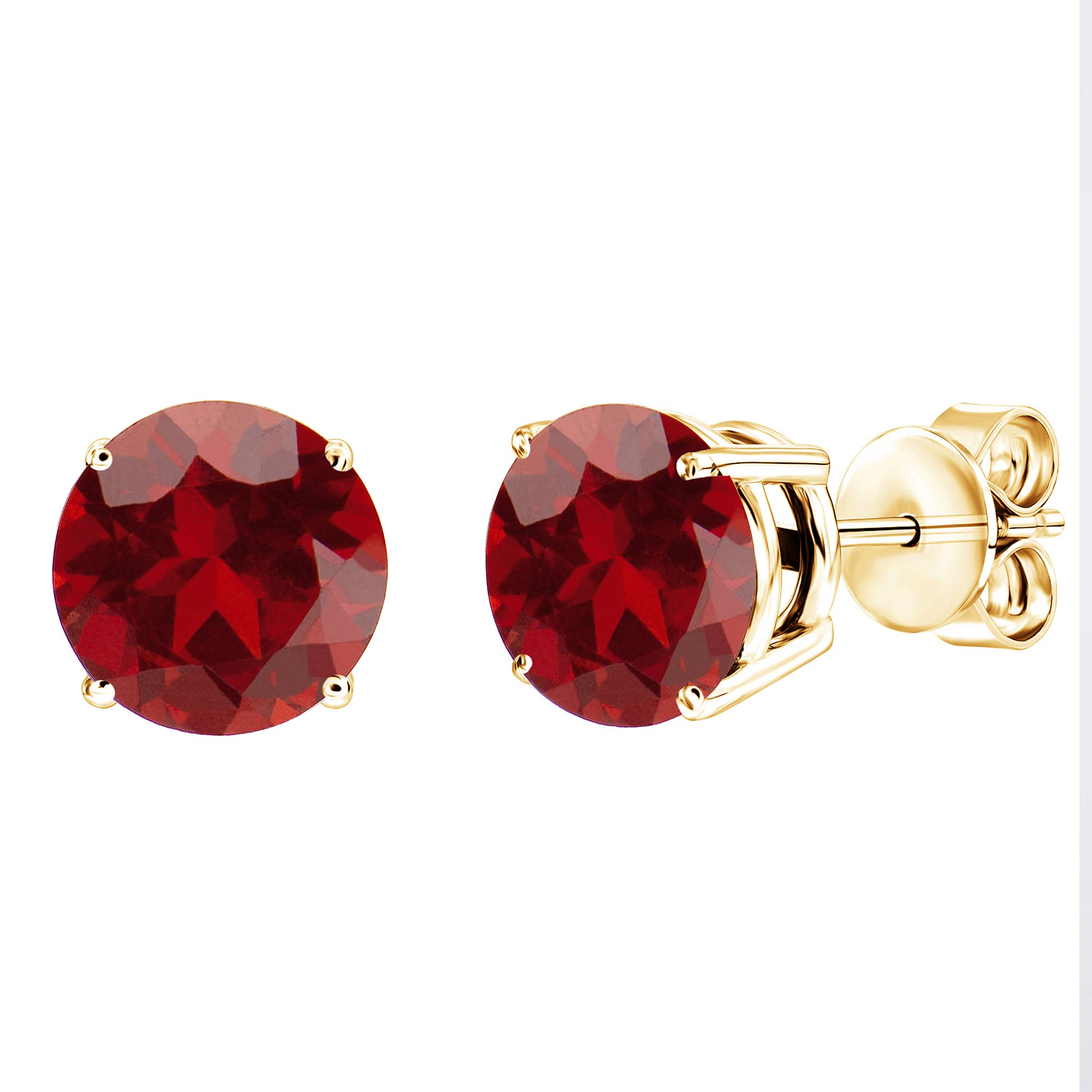 Natural Garnet Stud Earrings in 14K Gold Over Sterling Silver - Elegant Jewelry for Women, Gift for Her, Perfect for Parties, Weddings & Everyday Wear