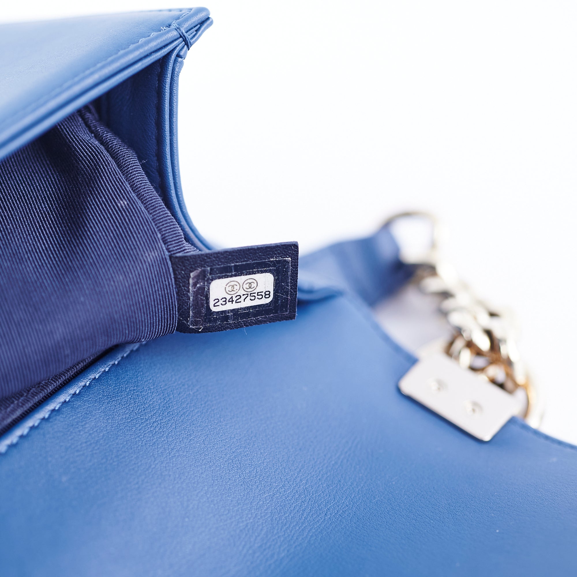 Chanel Old Medium Boy Chevron Lambskin Blue Leather Handbag - Luxury Crossbody Bag for Women, Perfect for Date Night & Special Occasions