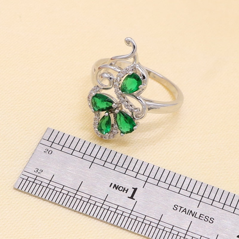 Stunning Green Cubic Zirconia Jewelry Set - Elegant Necklace & Earrings for Women | Perfect for Weddings, Parties & Special Occasions