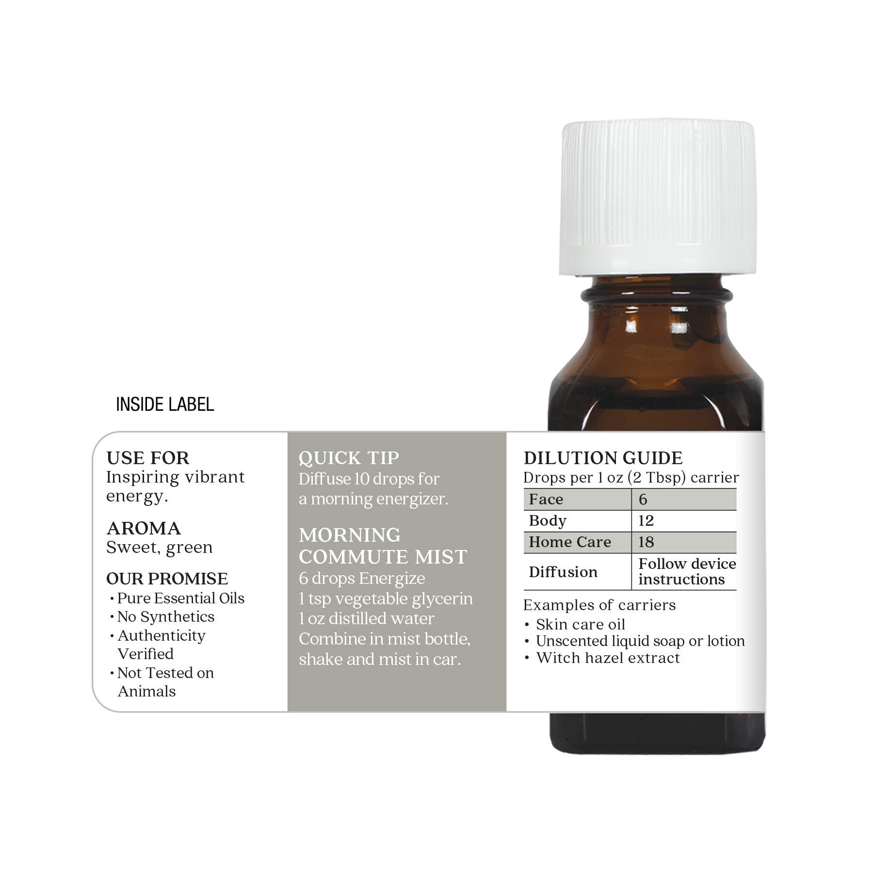 Aura Cacia Energize Essential Oil Blend - 0.5 fl oz | 100% Pure Aromatherapy Oil for Diffusers, Massage & Stress Relief | Boost Energy & Focus Naturally