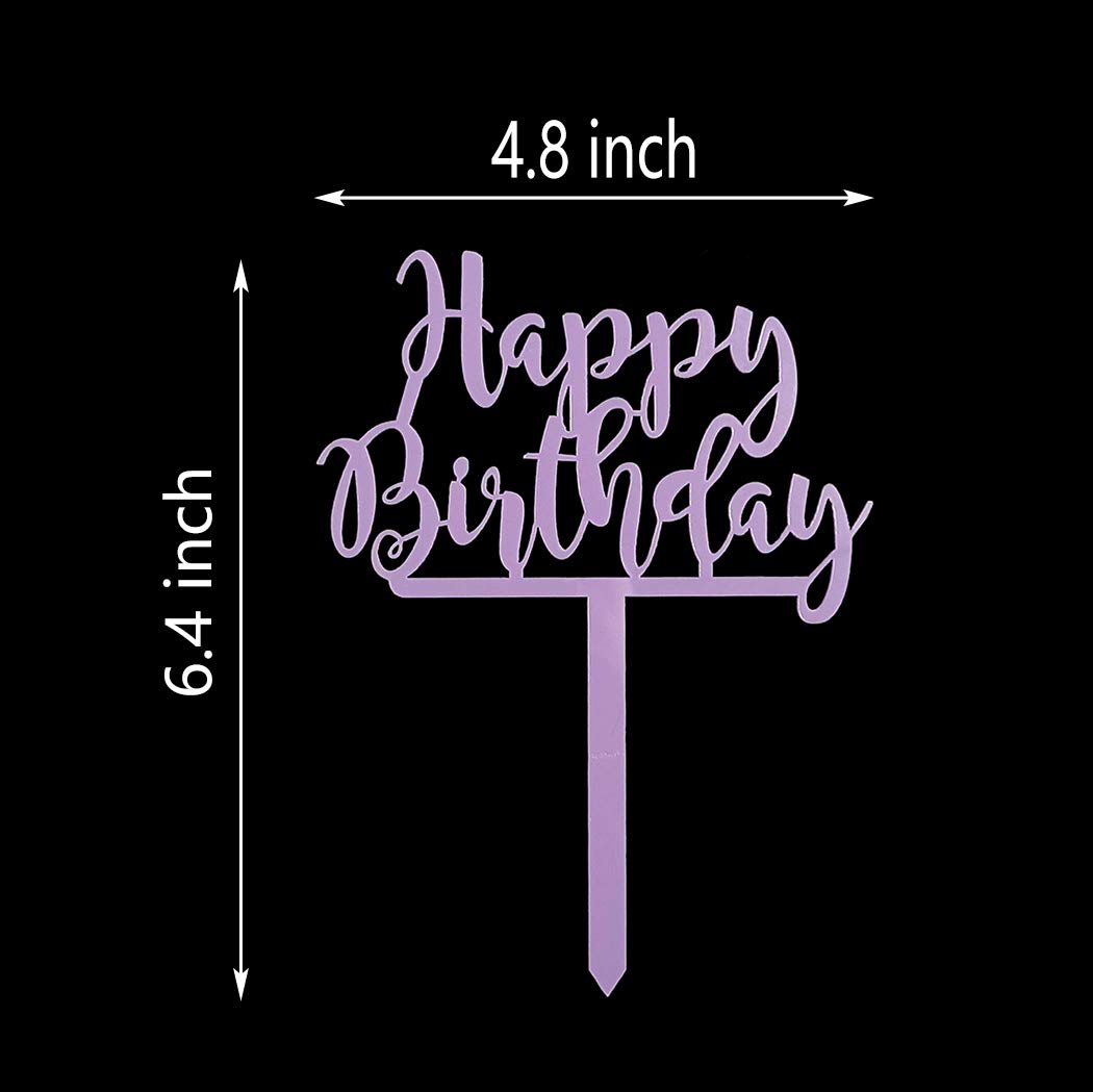 Happy Birthday Cake Topper - Purple Acrylic Party Decoration for Birthday Cakes, Cupcakes & Desserts | Perfect for Birthday Parties, Baby Showers & Special Celebrations