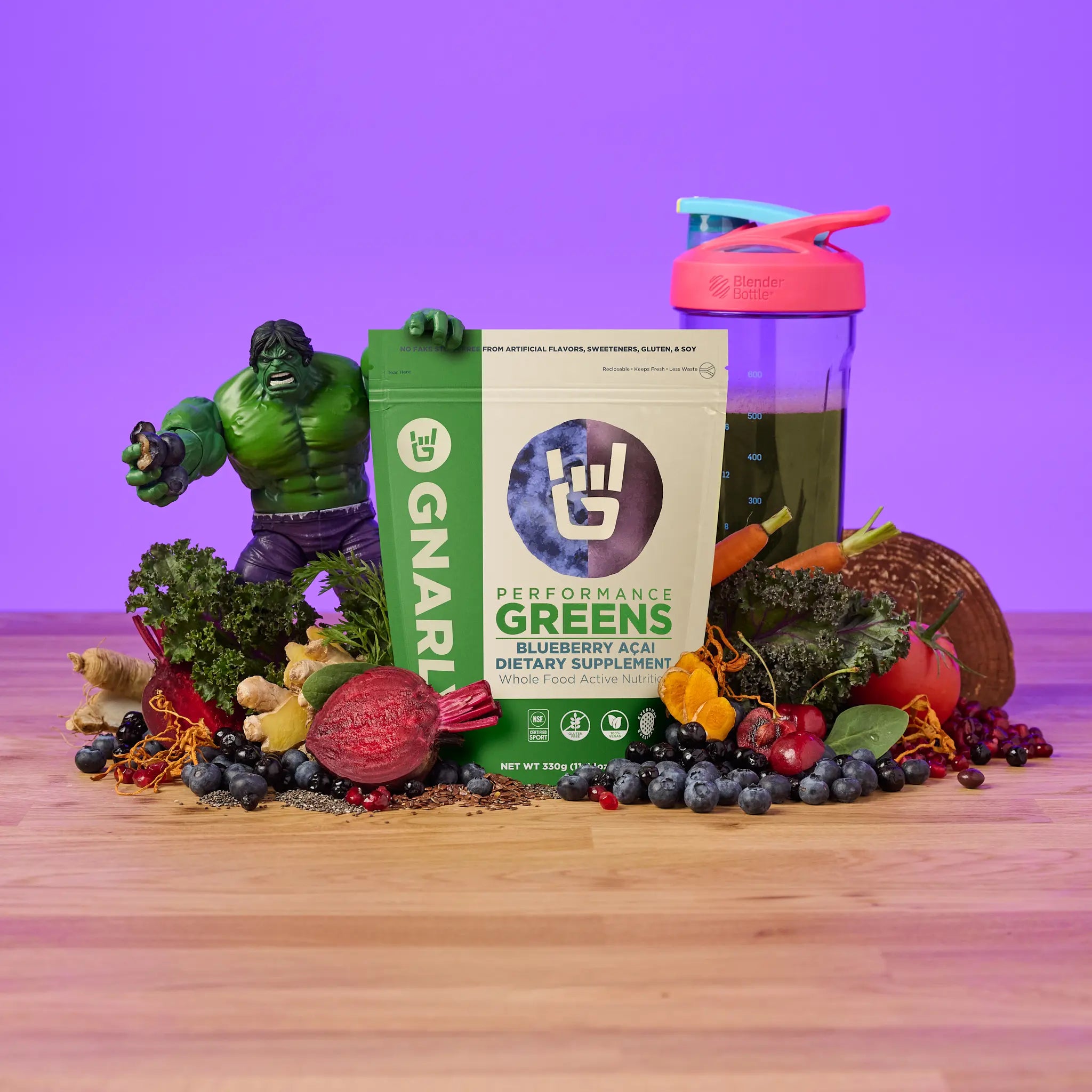 Gnarly Performance Greens Superfood Powder - Organic Vegan Greens Supplement for Energy & Digestion - Perfect for Smoothies, Juices & Post-Workout Recovery