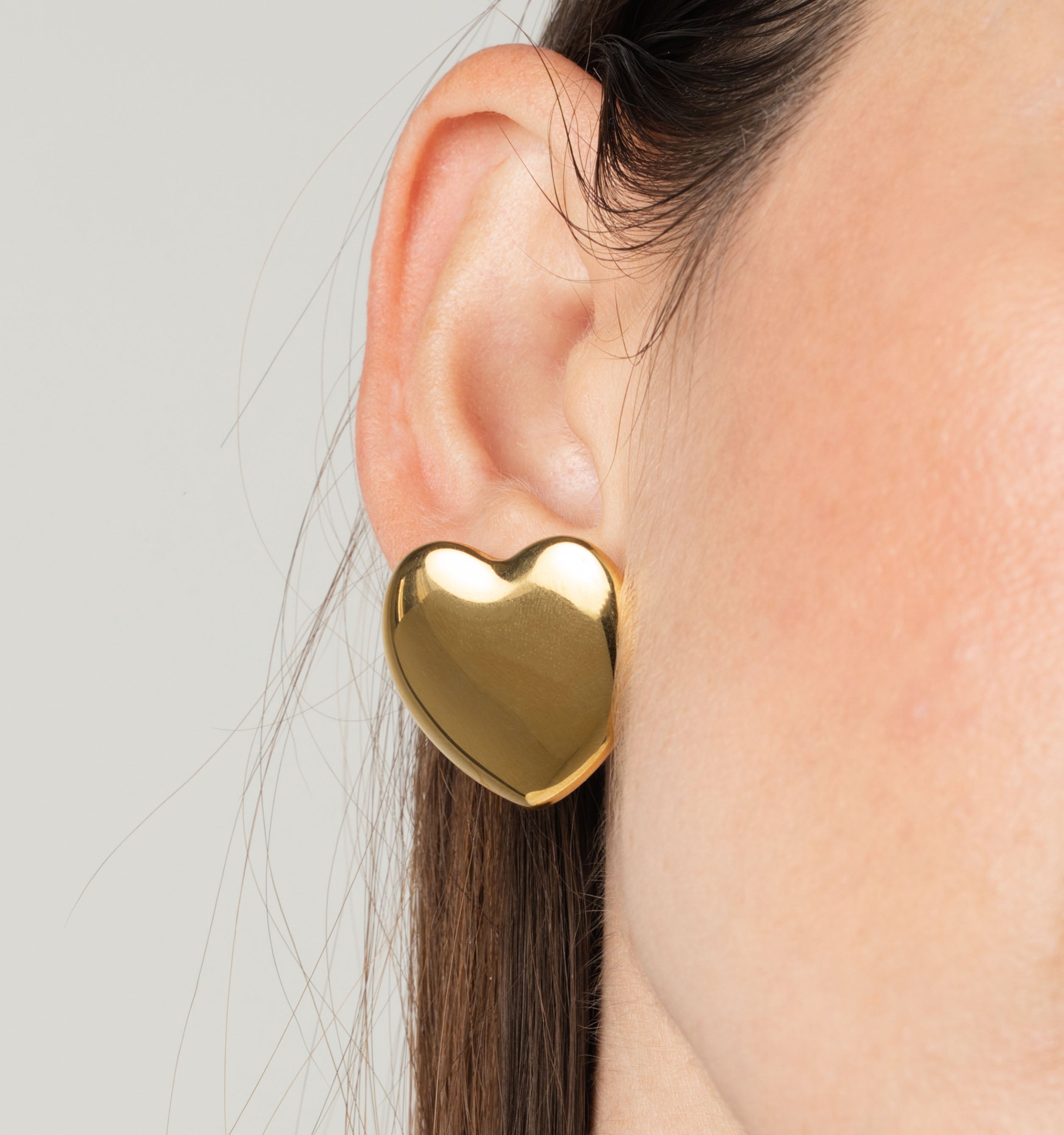 Cute Puffy Heart Stud Earrings for Women - Valentine's Day Gift, Dainty Gold Plated Heart Jewelry for Everyday Wear & Special Occasions