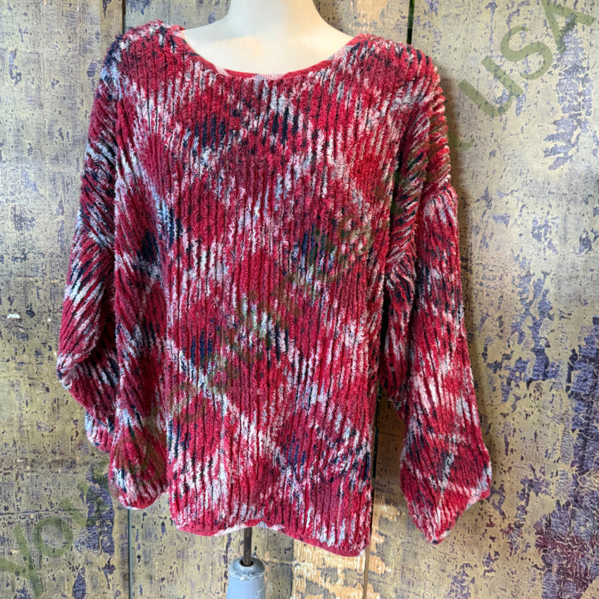 Vintage Chenille Plaid Top Cindy's Cut T's - Soft Cozy Women's Sweater for Fall & Winter Layering | Perfect for Casual Outfits, Date Nights & Holiday Gatherings