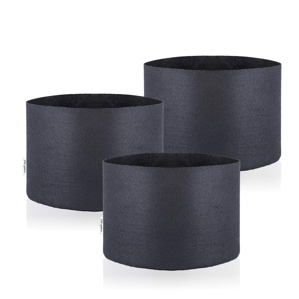 GreenHouser 3-Pack 250 Gallon Round Grow Bags - Breathable Fabric Plant Pots for Hydroponic Gardening, Vegetables, Fruits & Flowers - Ideal for Outdoor/Indoor Planting & Root Aeration