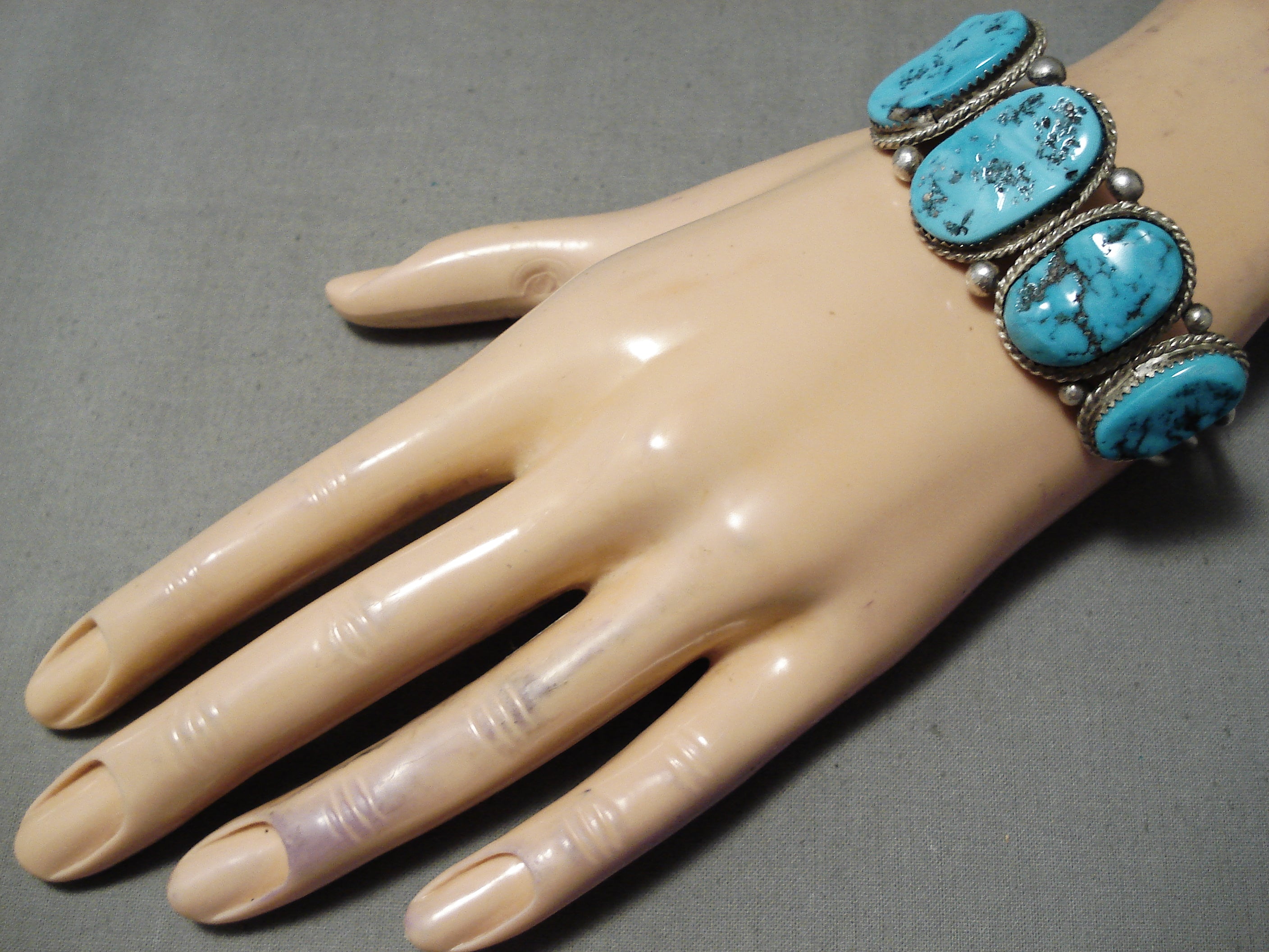Vintage Navajo Sleeping Beauty Turquoise Sterling Silver Bracelet - Handmade Native American Jewelry for Women, Perfect for Boho Chic & Western Fashion