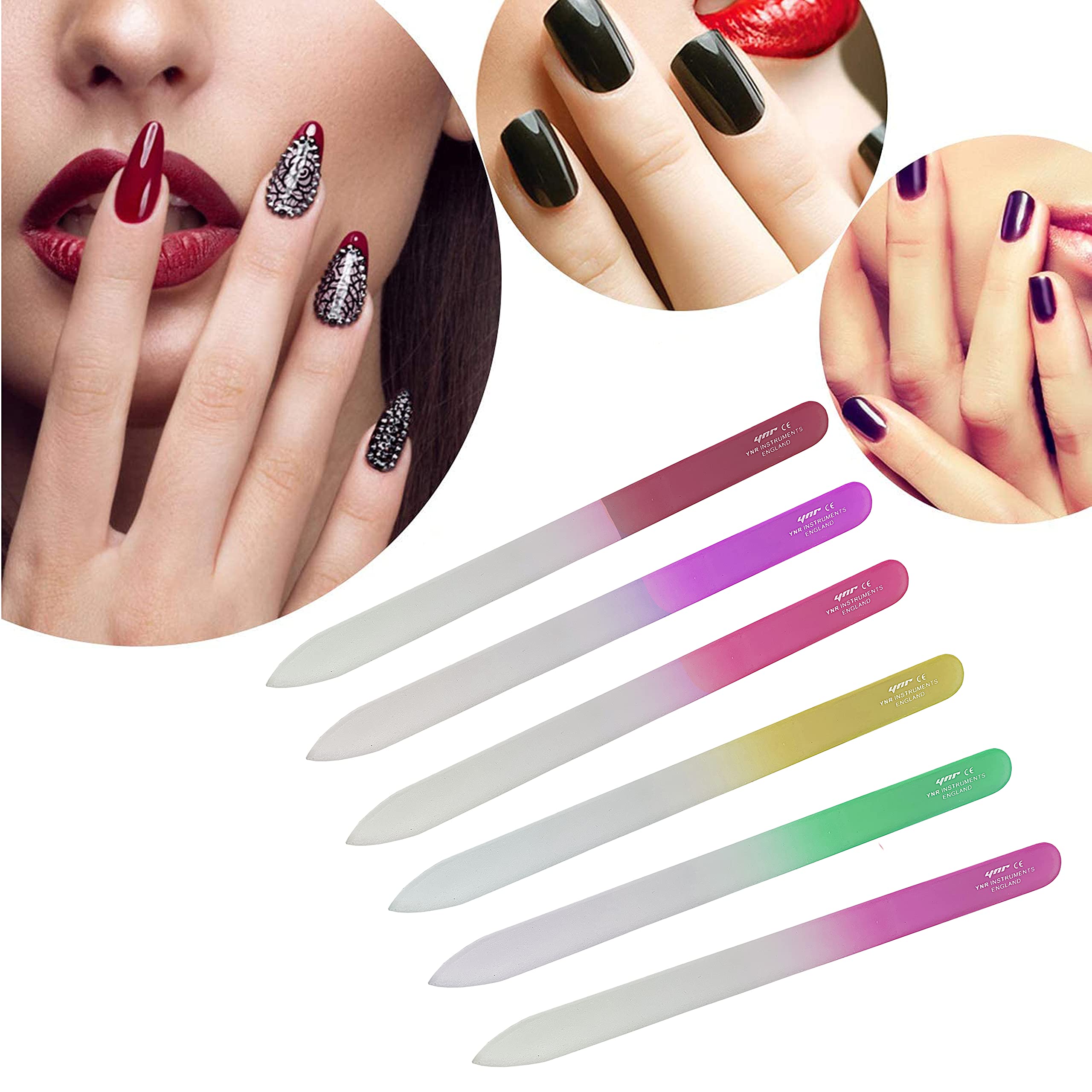 Premium YNR Glass Nail File Set - Professional Manicure & Pedicure Kit for Strong, Smooth Nails - Perfect for Home Salon, Travel & Gift Giving