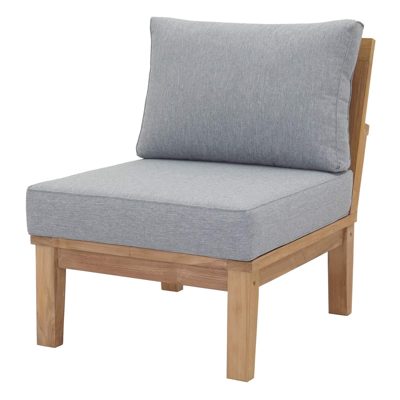 Modern Contemporary Outdoor Patio Furniture Set - 3-Piece Sofa, Chair & Coffee Table in Natural Gray Wood - Perfect for Backyard, Garden or Poolside Relaxation