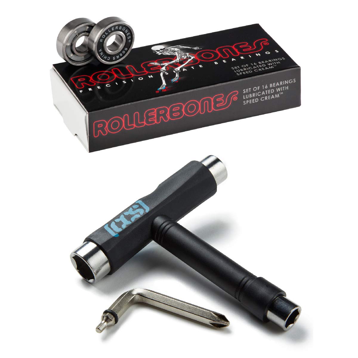 RollerBones Premium Skate Bearings with CCS Skate Tool - High Speed Performance for Roller Skates, Skateboards & Inline Skates - Perfect for Outdoor, Indoor & Park Skating