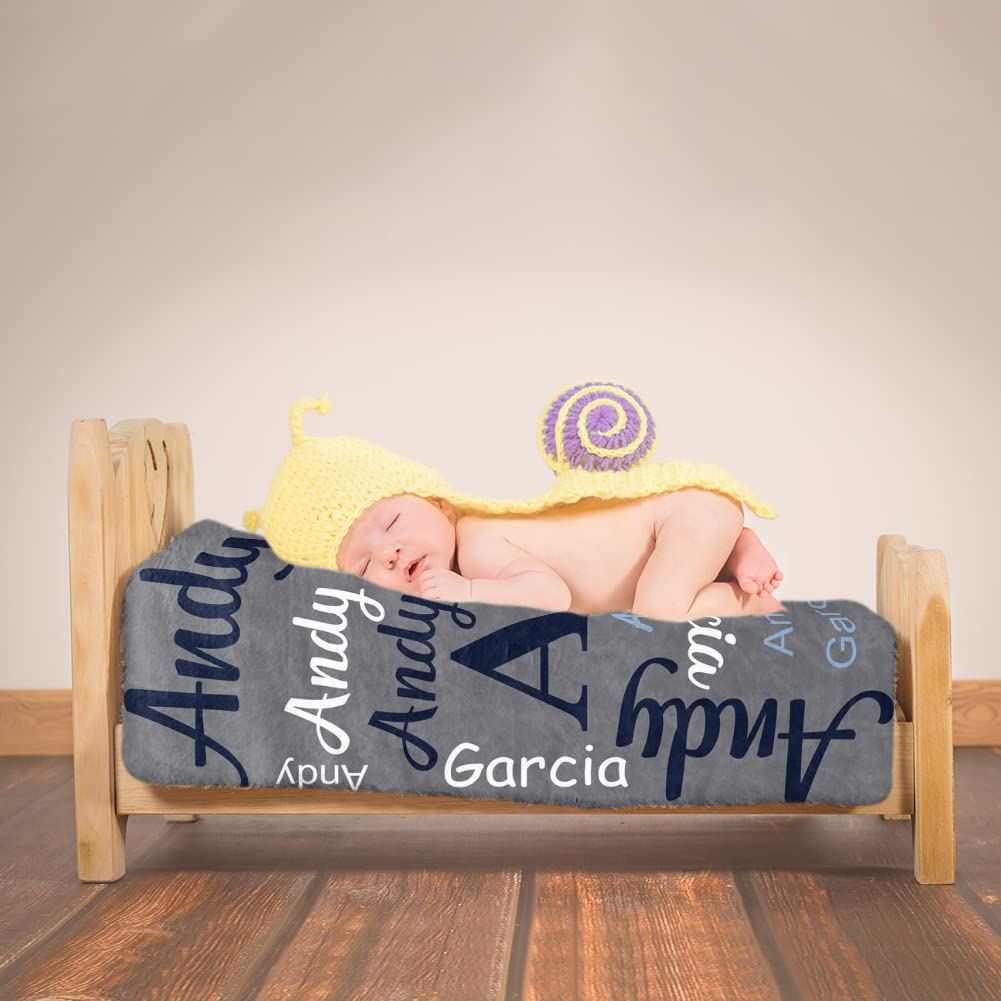 Personalized Baby Blankets with Custom Name - Soft Yoke Style Swaddle Blankets for Newborns, Toddlers & Kids | Perfect Baby Shower Gift & Birthday Present for Boys & Girls | Nursery Essential, Travel Companion & Keepsake Blanket