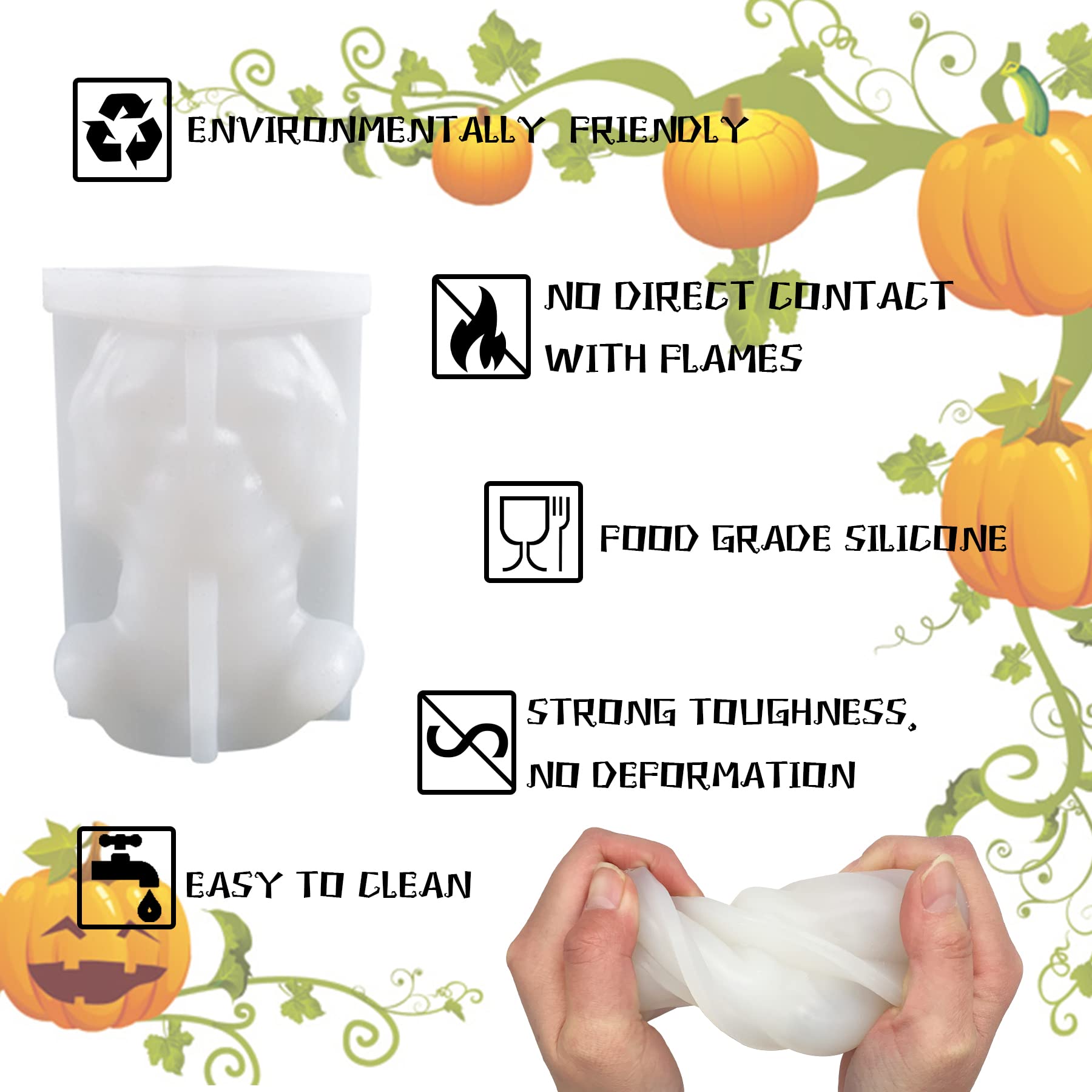 3D Skull Candle Mold - Silicone Resin Mold for DIY Aromatherapy Candles, Wax Making, Polymer Clay & Resin Casting - Perfect for Halloween Decor, Gothic Home Decor & DIY Craft Projects