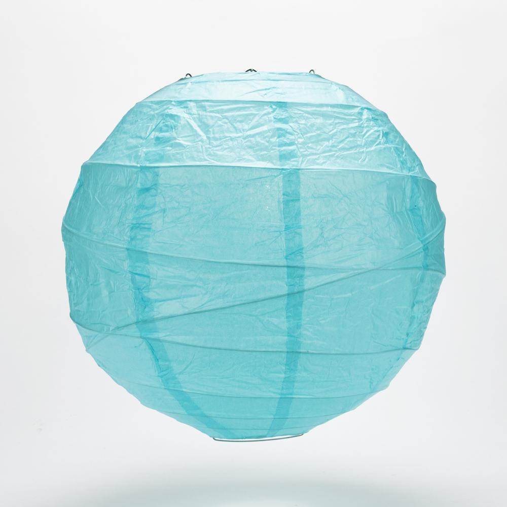 5 Pack 8 Inch Baby Blue Freestyle Ribbing Round Paper Lanterns - Perfect for Baby Showers, Nursery Decor, and Party Decorations