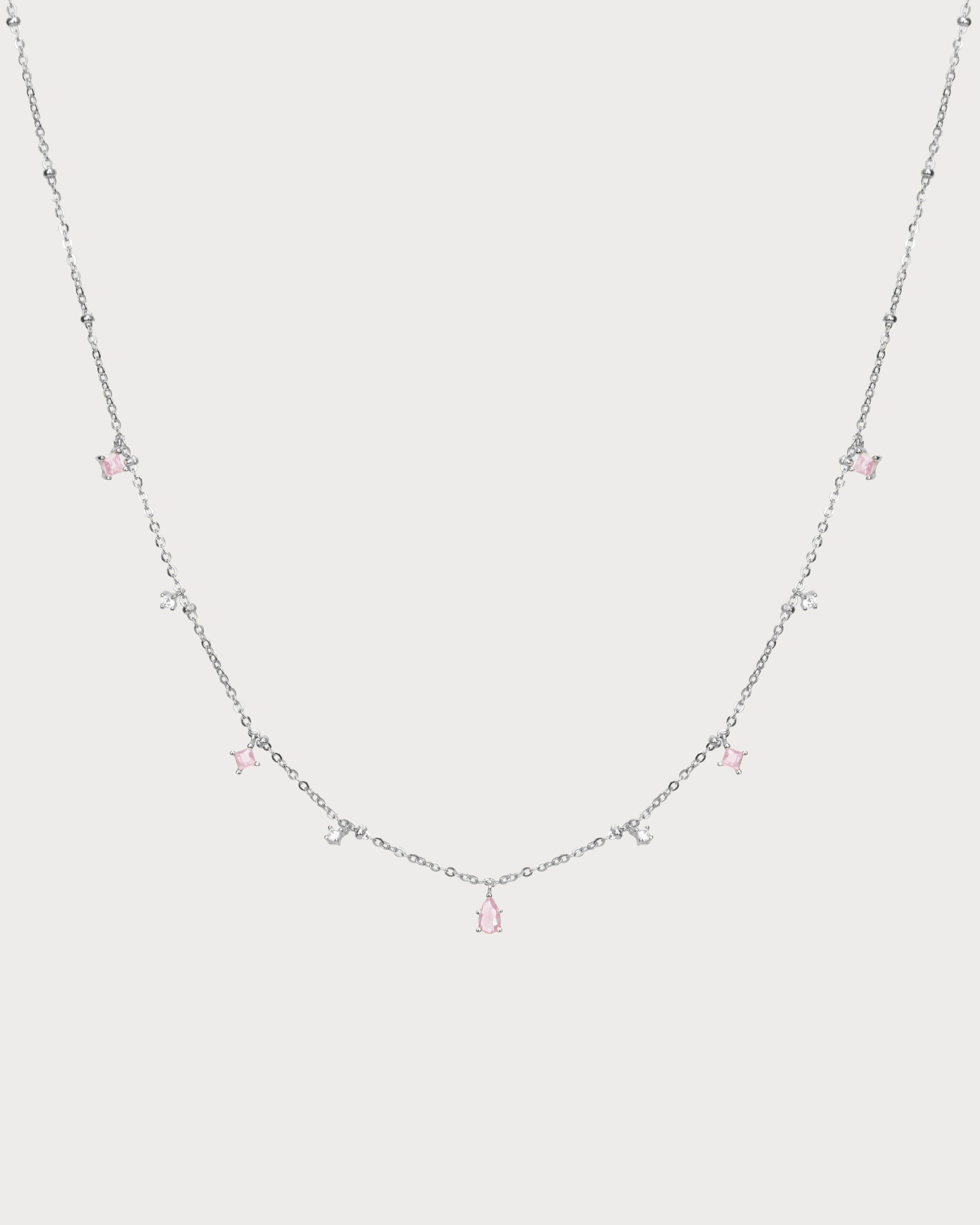 Elegant Silver Elysee Necklace with Pink Accent - Perfect for Valentine's Day Gifts, Anniversary & Special Occasions