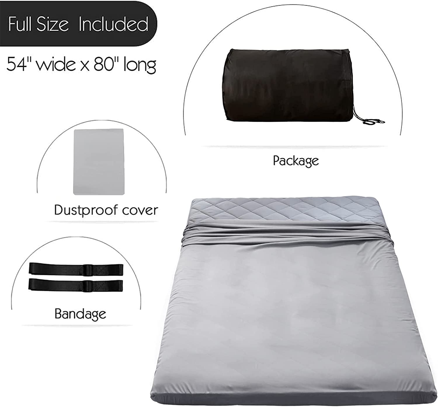 MAXYOYO Japanese Floor Futon Mattress - Diamond Pattern Roll Up Folding Bed for Adults & Guests, Grey | Portable Floor Sleeping Mat for Small Spaces, Camping & Travel