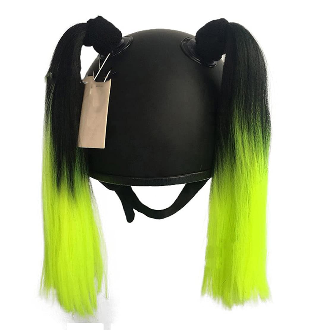 Motorcycle Helmet Pigtails & Ponytail Hair Extensions - Gradient Braids with Suction Cup Attachment (One Size Fits All) - Perfect for Biker Girls, Cosplay & Costume Parties