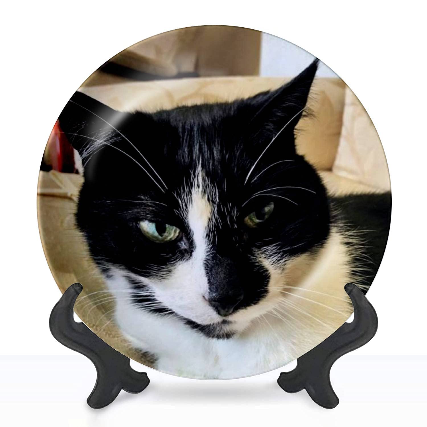 Handmade Ceramic Hanging Decorative Wall Plate - 8 Inch Cat-Themed Collector's Dish for Home & Office Decor, Perfect for Dining Rooms, Parties & Weddings | Unique Gift Idea for Pet Lovers & Home Decor Enthusiasts