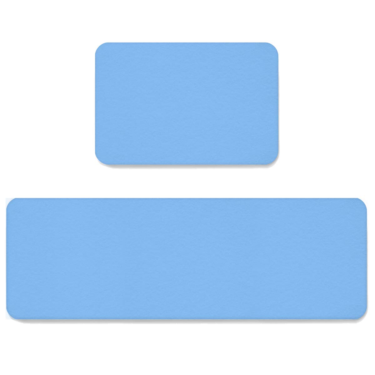 HELLOWINK Anti-Fatigue Kitchen Mat Set of 2 - Non-Slip Sky Blue Floor Mats for Kitchen, Sink, Laundry & Home Office - Comfortable Standing Rugs for Cooking, Dishwashing & Long Work Hours