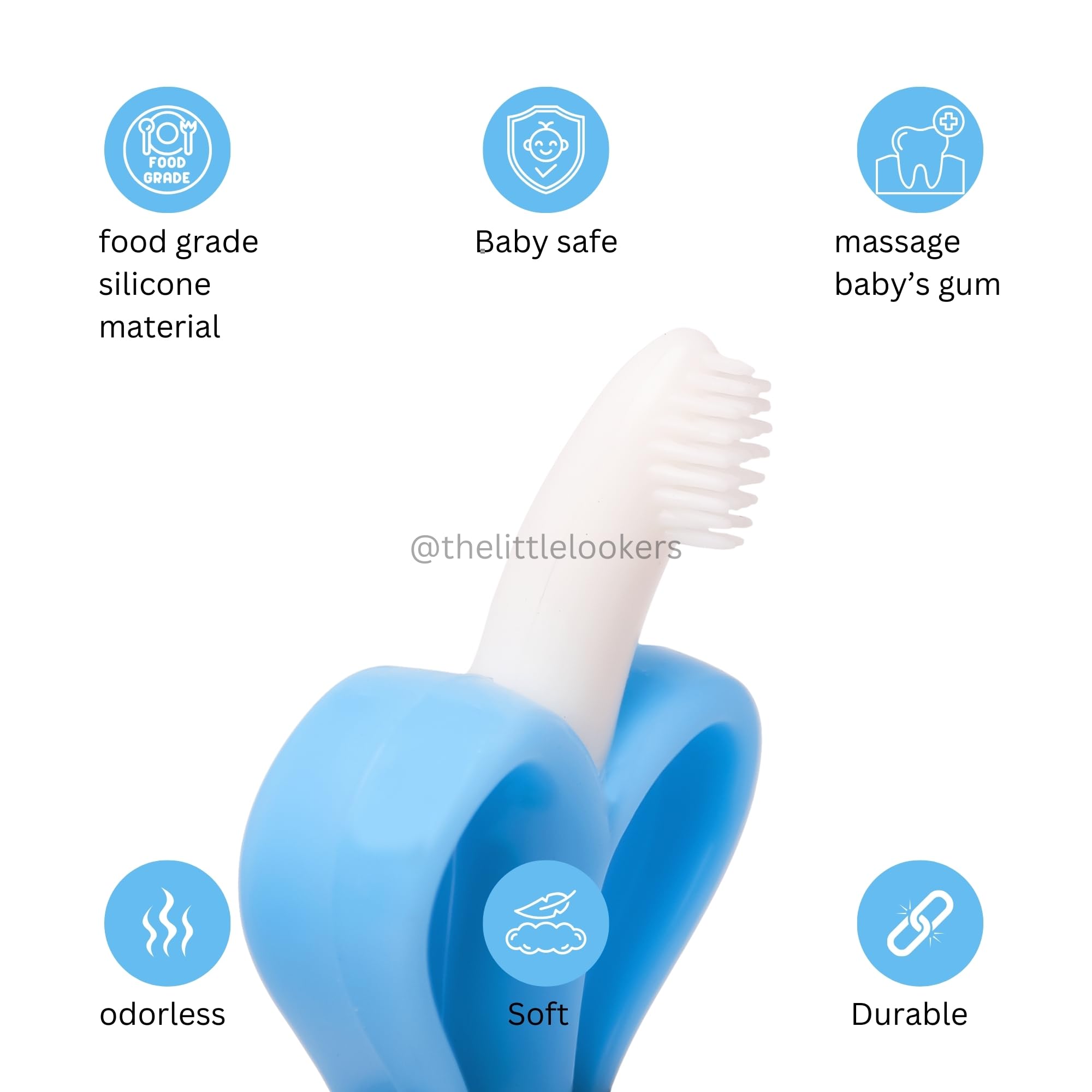 MASTELA Silicone Baby Banana Teether & Toothbrush - Safe Teething Toy for Infants & Toddlers (Blue, 1 Pack) - Perfect for Soothing Sore Gums & Early Oral Care