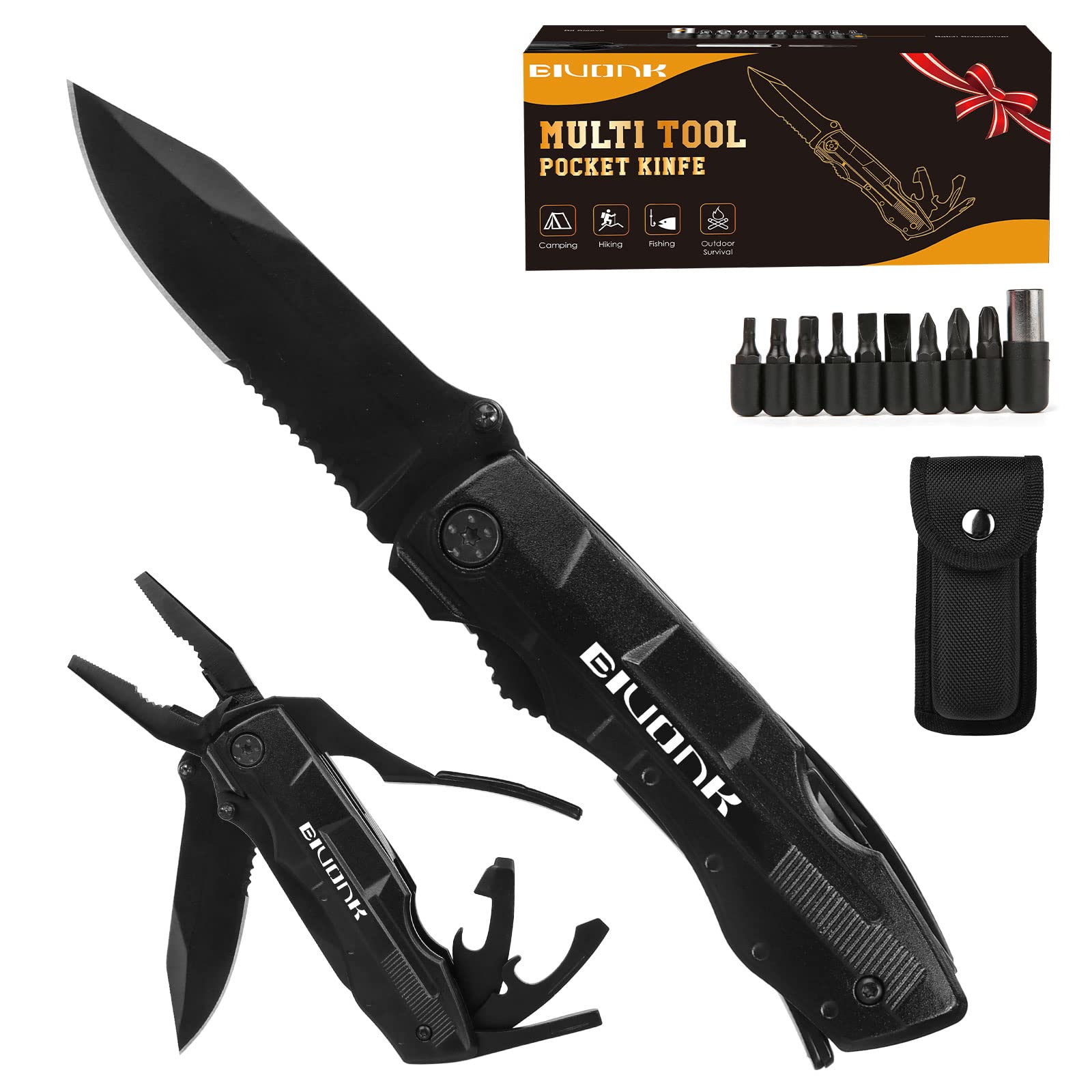 Multitool Pocket Knife - 18-in-1 Folding Tactical Knife with Blade, Pliers & Screwdrivers | Perfect Christmas Gifts for Men, Dad & Husband | Great for Camping, Hiking, Fishing & Outdoor Adventures