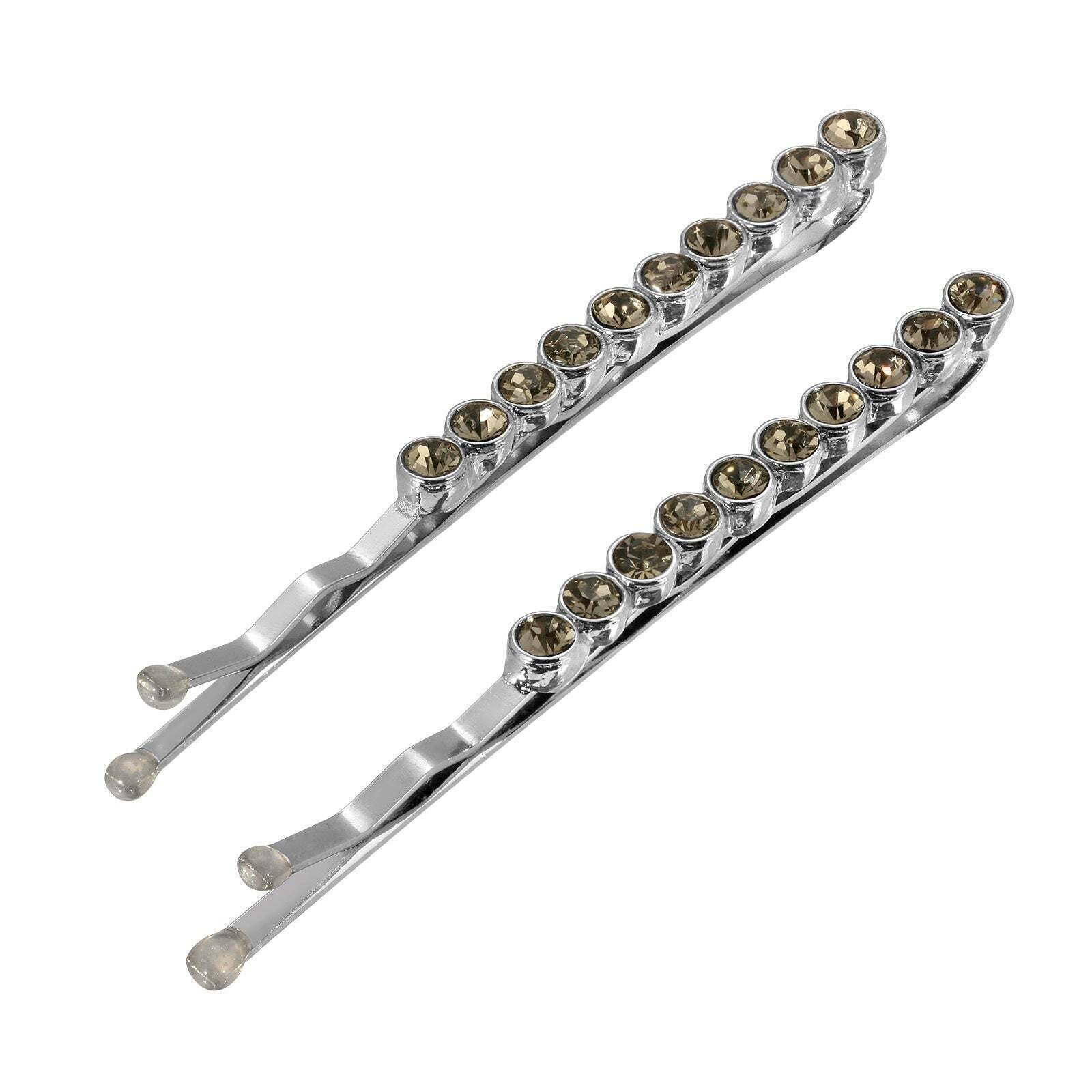 1928 Bridal Sleek Round Multi Crystal Bobby Pins Set - 12pcs Wedding Hair Accessories for Bridesmaids, Prom, Parties & Special Occasions