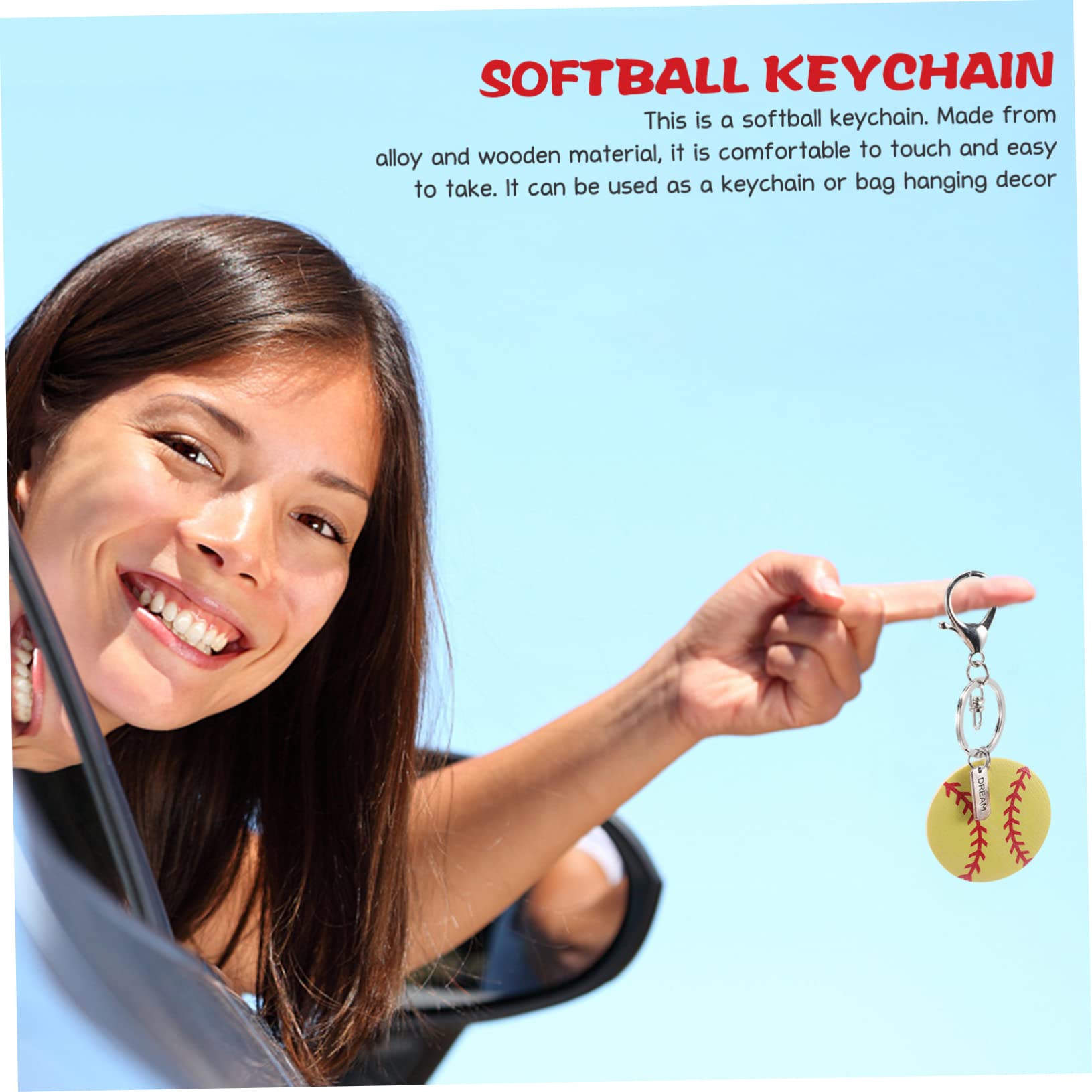 BelliFFY 3 Pack Mini Softball Keychains - Wood & Alloy Keychain Pendants for Boys, Sports Enthusiasts - Lightweight Compact Keyrings for Backpacks, Gifts & Party Favors - Perfect for Baseball Games, Team Events & School Accessories