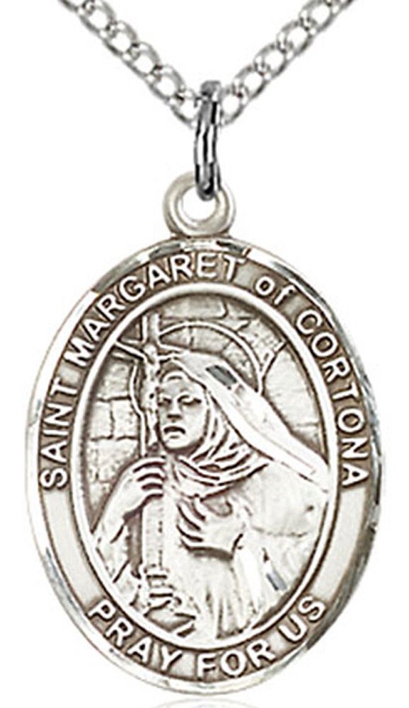 Heartland Store Women's Sterling Silver Saint Margaret of Cortona Oval Medal with 18