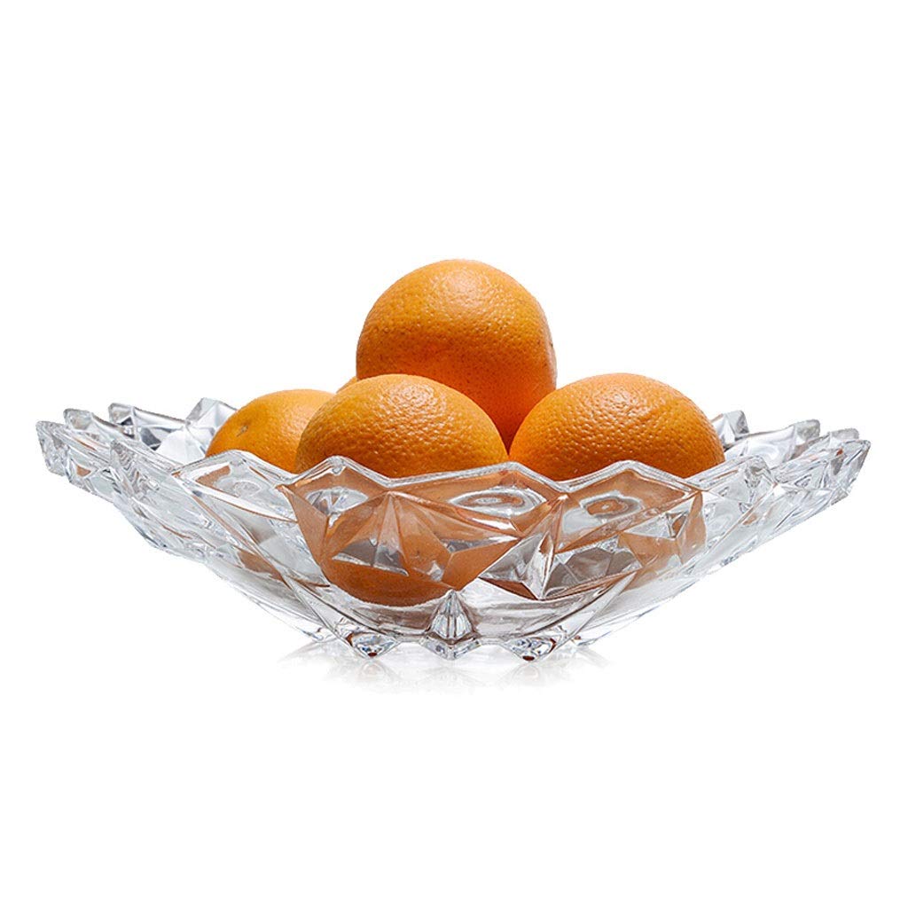 Glass Serving Tray & Fruit Bowl - Elegant European Tableware for Salad, Dessert, Nuts & Snacks - Modern Home Decor for Living Room, Kitchen & Dining - Perfect for Entertaining Guests & Daily Use (Clear)
