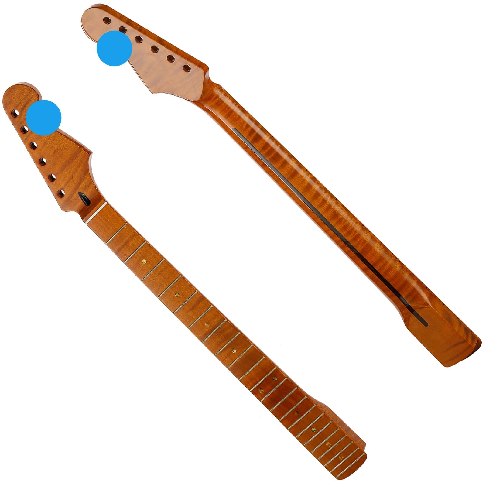 Premium URSKOG 22-Fret Electric Guitar Neck - Canadian Flamed Roasted Maple with Bone Nut | Perfect for Rock, Blues & Stage Performances