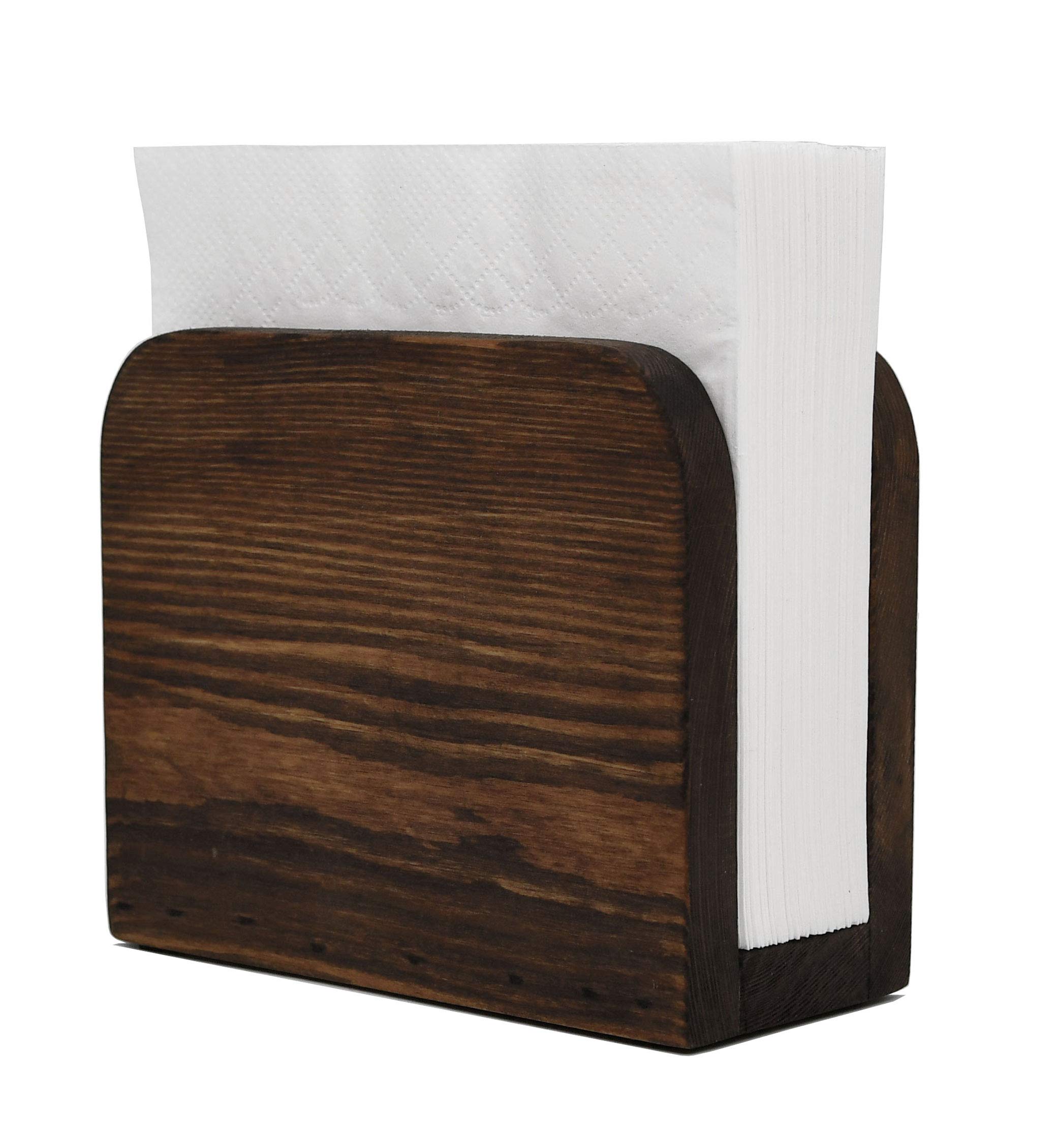 Rustic Wooden Napkin Holder for Kitchen & Dining Tables - Natural Pine Napkin Dispenser - Home & Restaurant Decor - Perfect for Farmhouse, Bar, and Cafe Settings (One Size)