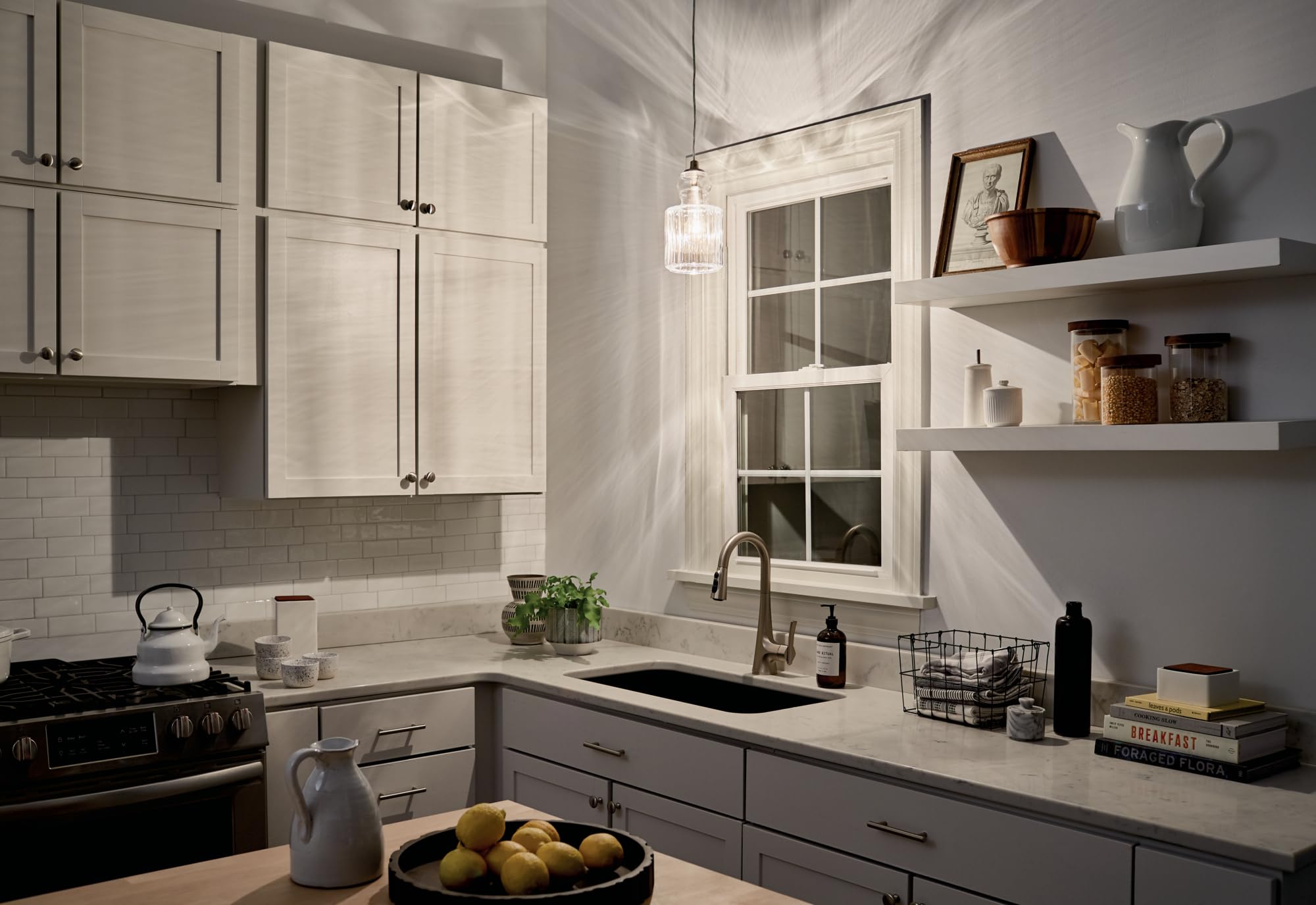 Kichler Lighting 43957NI Riviera Collection One Light Mini Pendant - Modern Ceiling Light Fixture for Kitchen Island, Dining Room & Bedroom Decor