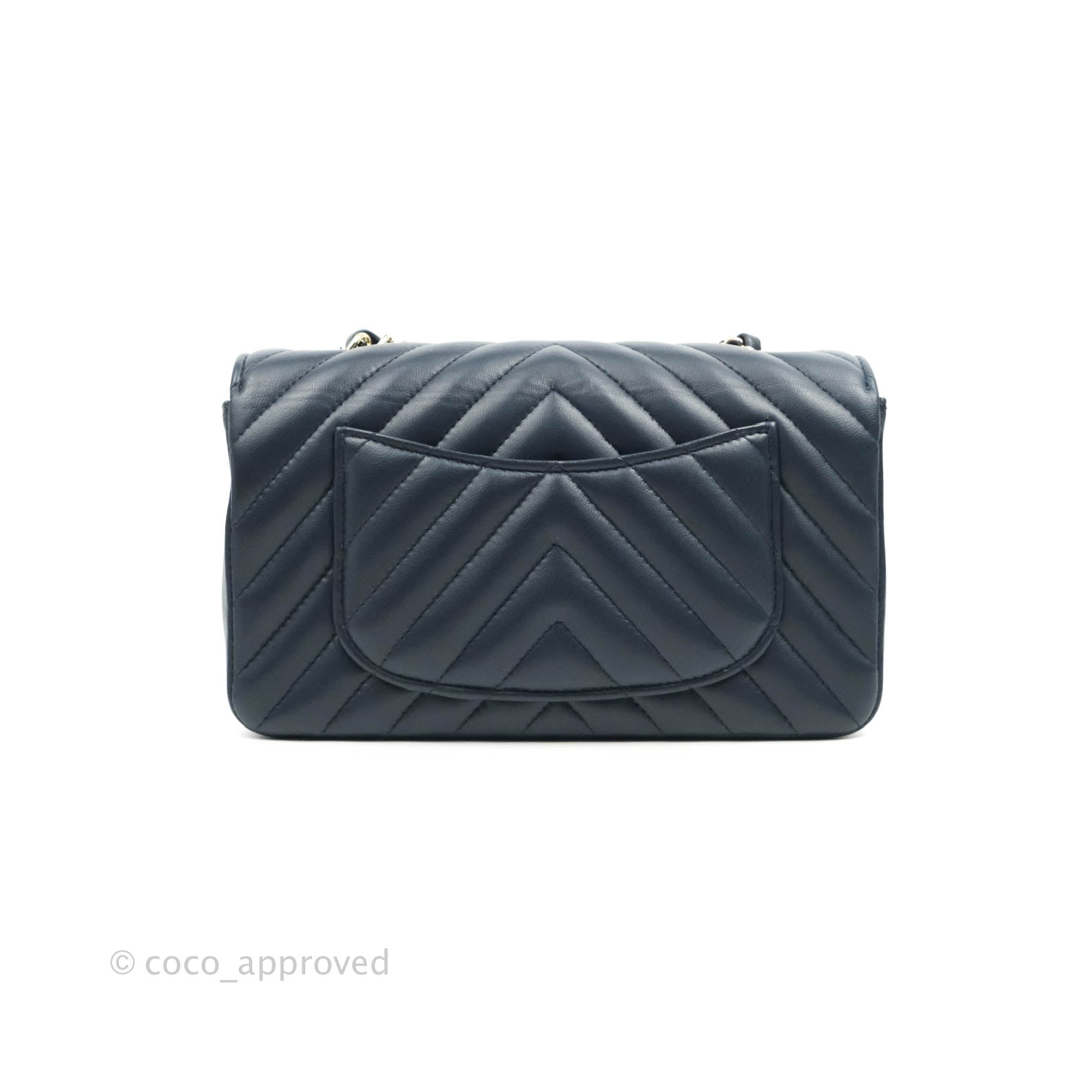 Chanel Chevron Mini Rectangular Flap Bag in Navy Lambskin Leather with Gold Hardware - Luxury Crossbody Purse for Women, Perfect for Date Night & Special Occasions