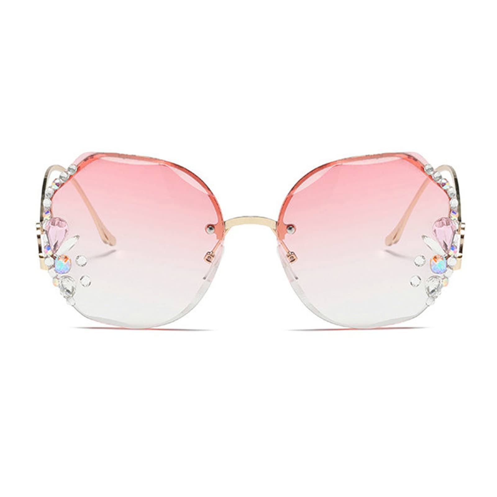 Fashion Women's Rimless Sunglasses with Rhinestones for Outdoor & Party
